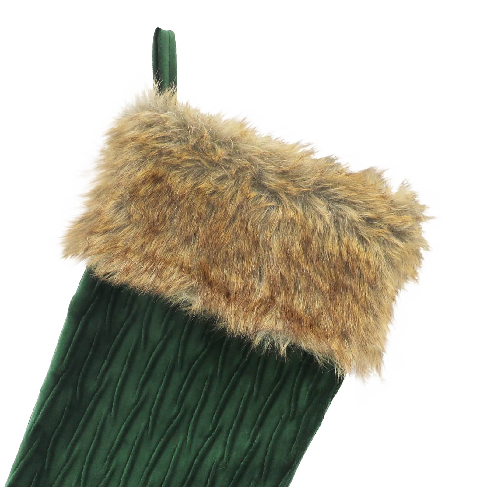 18&#x22; Green Cable Knit Stocking with Faux Fur Trim by Ashland&#xAE;