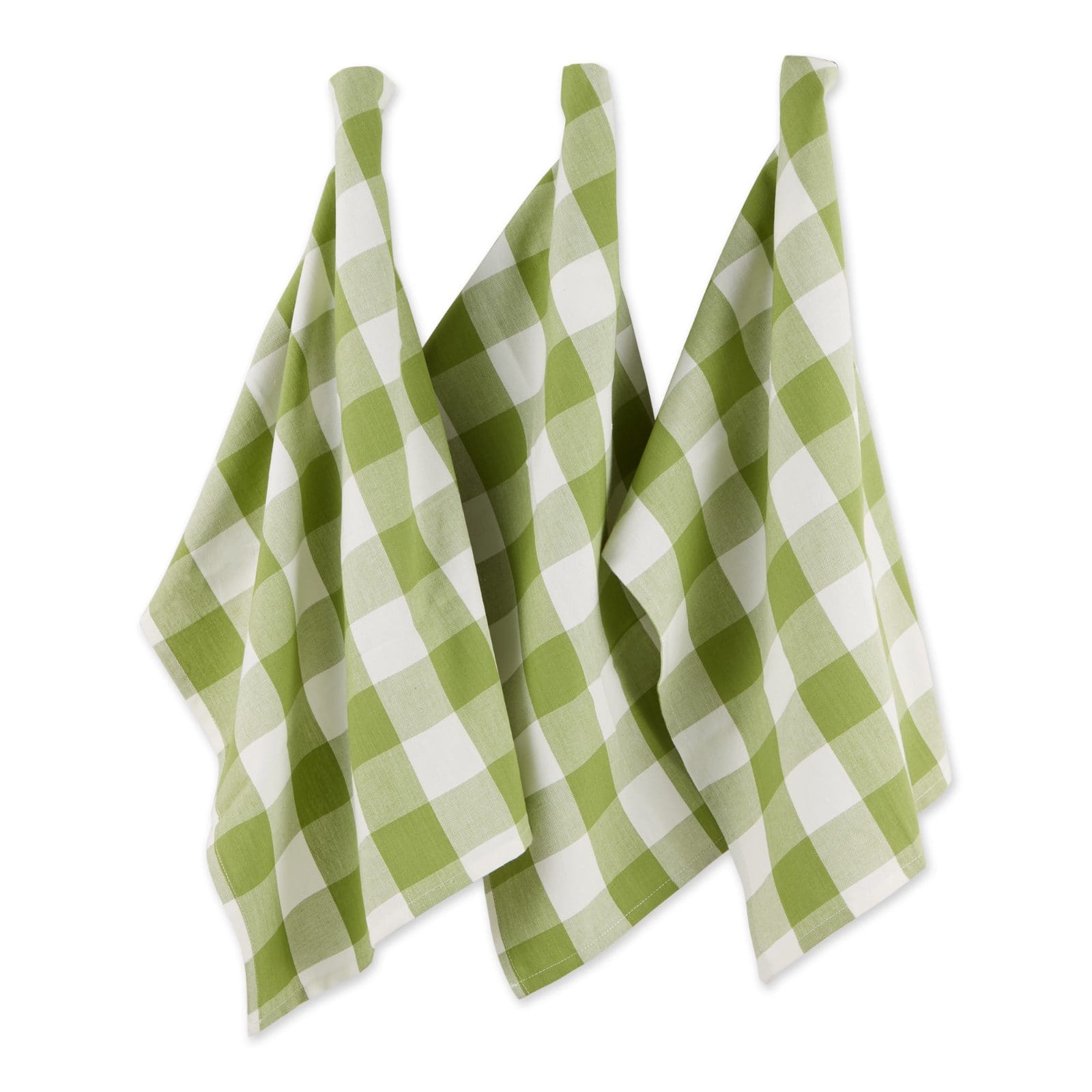 DII® Antique Green Buffalo Check Dish Towels, 3ct.