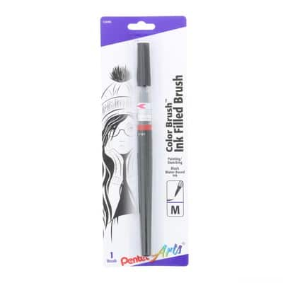 Pentel Arts Color Brush Pen Fine Tip Black Pigment Ink