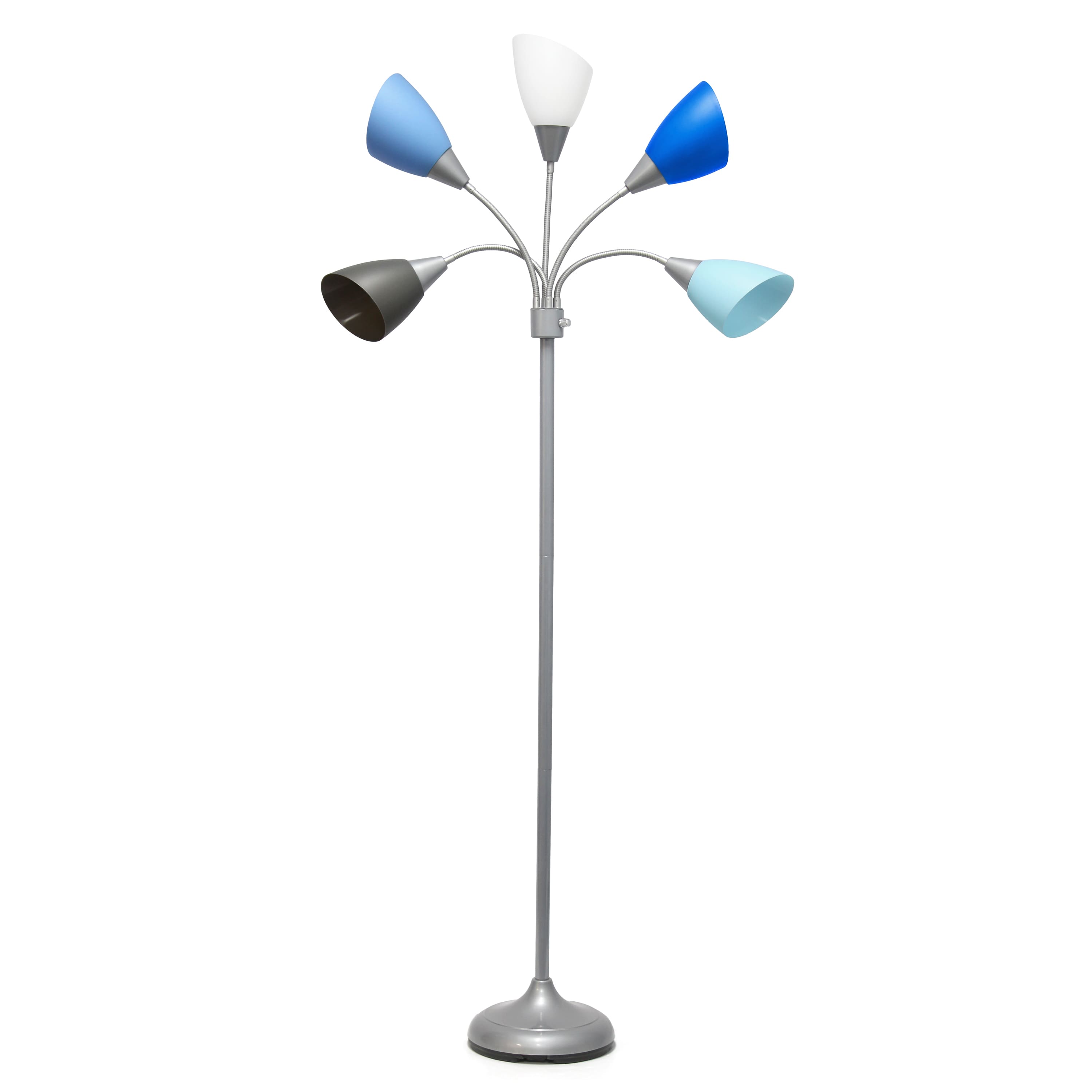 Simple Designs™ 5.6ft. 5-Light Gooseneck Silver Floor Lamp