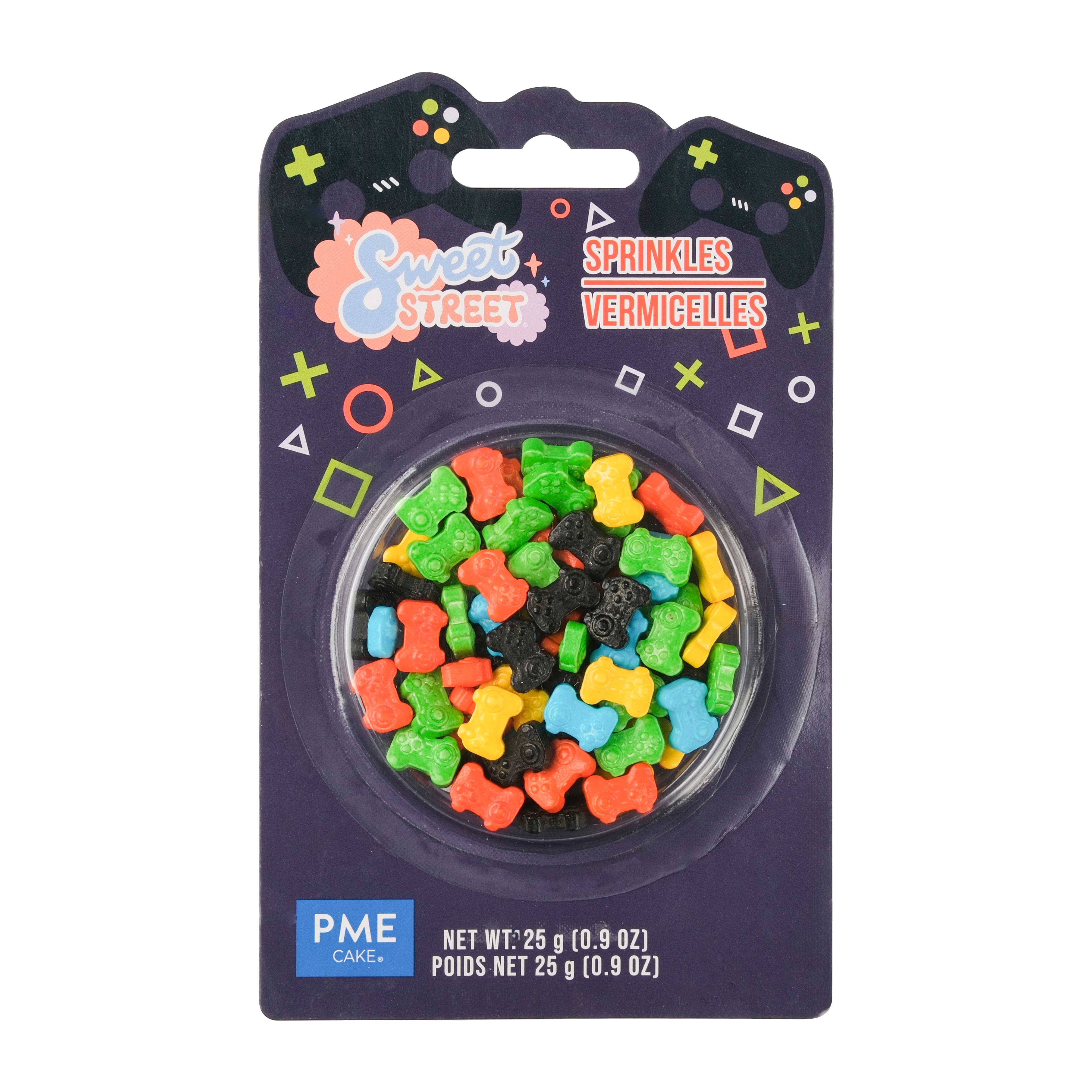 Nonpareilles en forme de contrôleur de jeu fluorescent Sweet Street de PME Cake