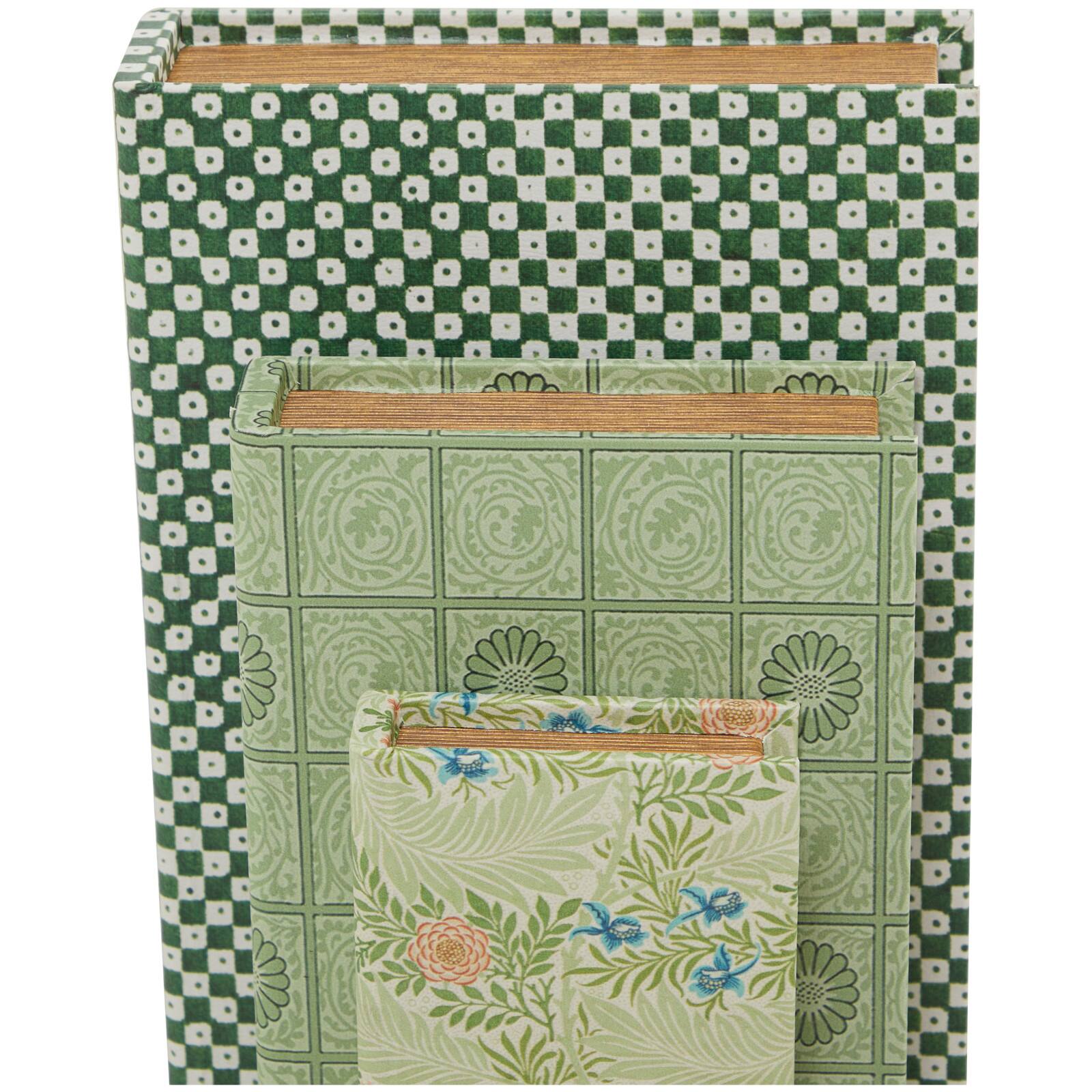 Green Faux Leather Faux Book Box Set
