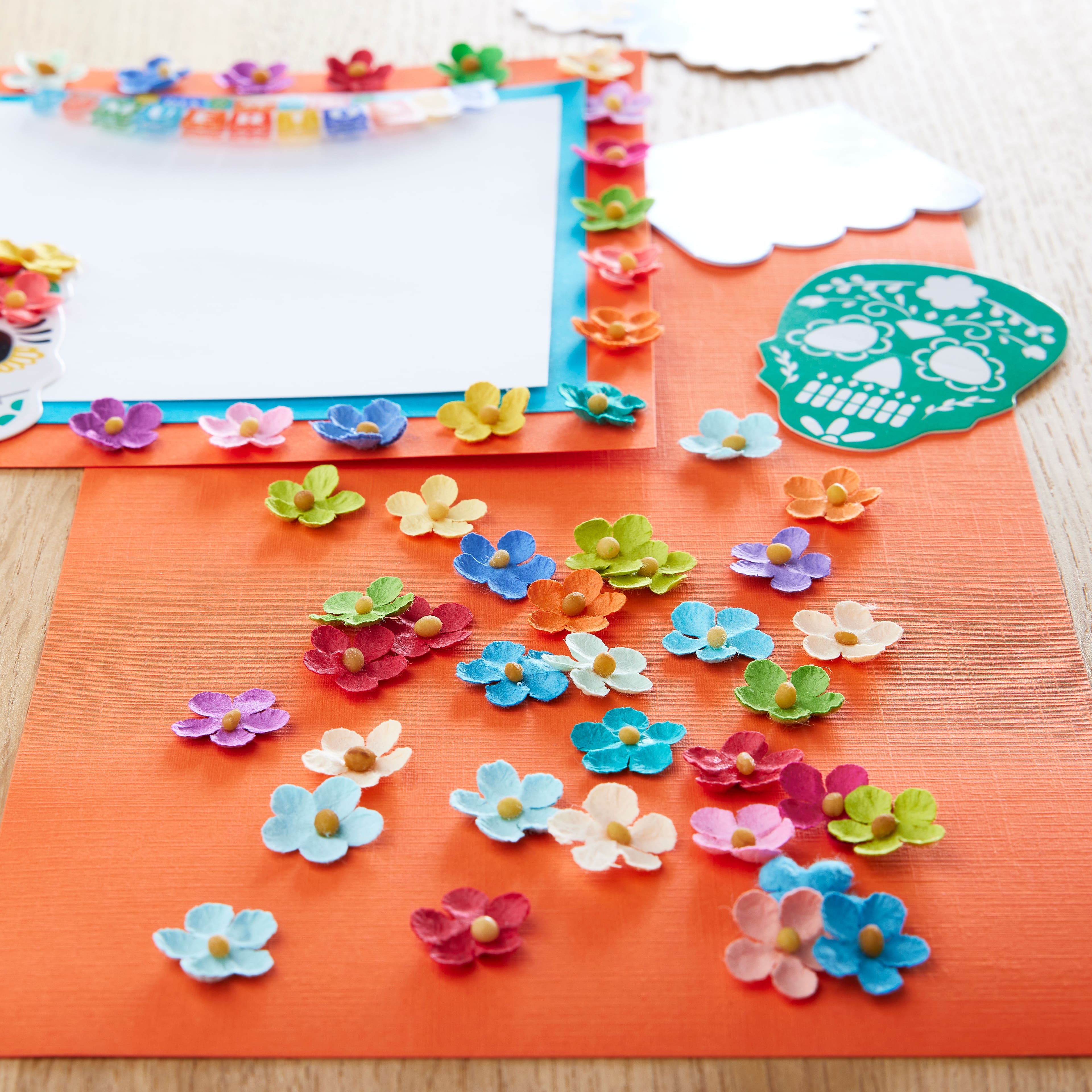 12 Packs: 120 ct. (1,440 total) Bright Multicolored Paper Flower Embellishments by Recollections&#x2122;