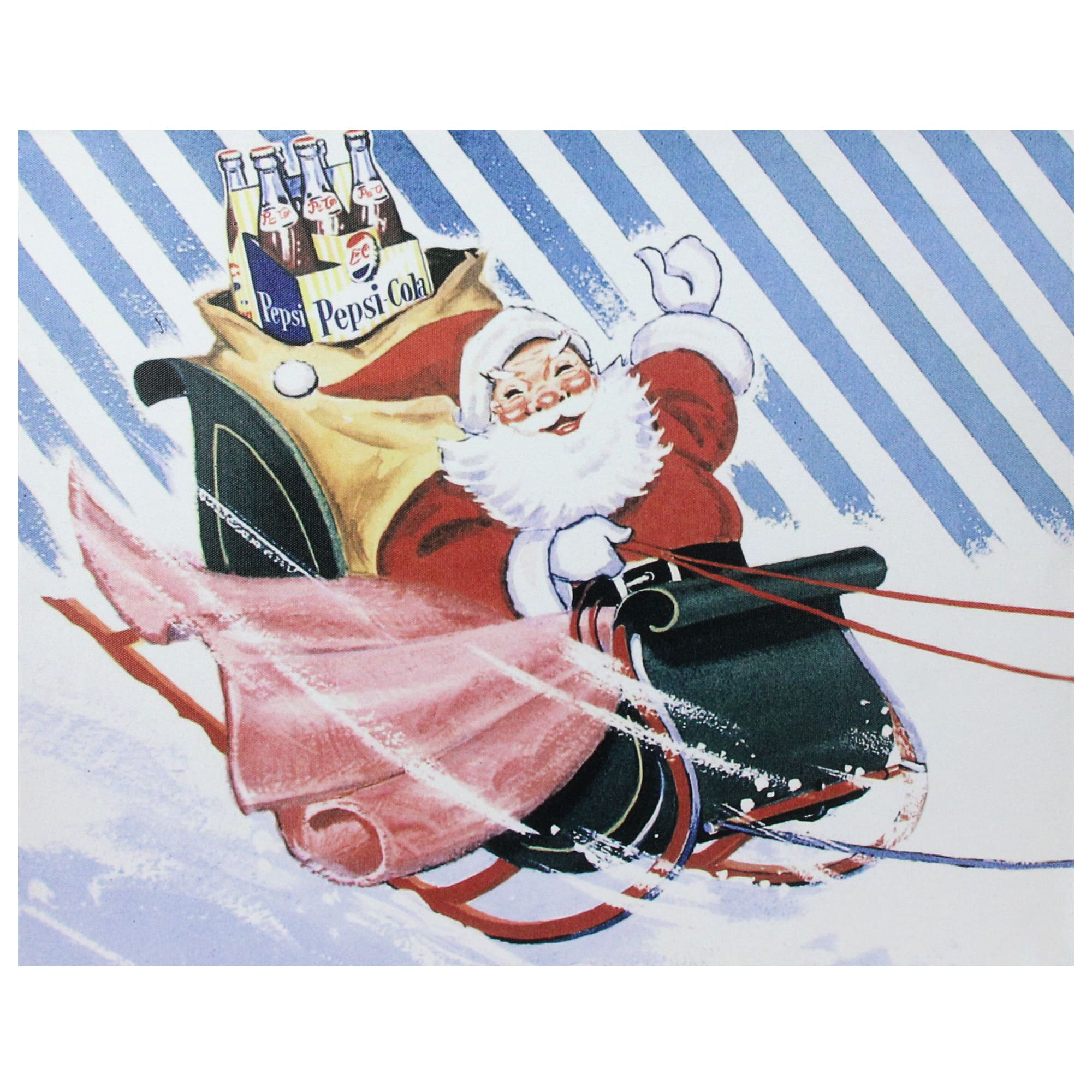 LED Back Lit Santa Claus &#x26; Sleigh Pepsi Christmas Wall Art