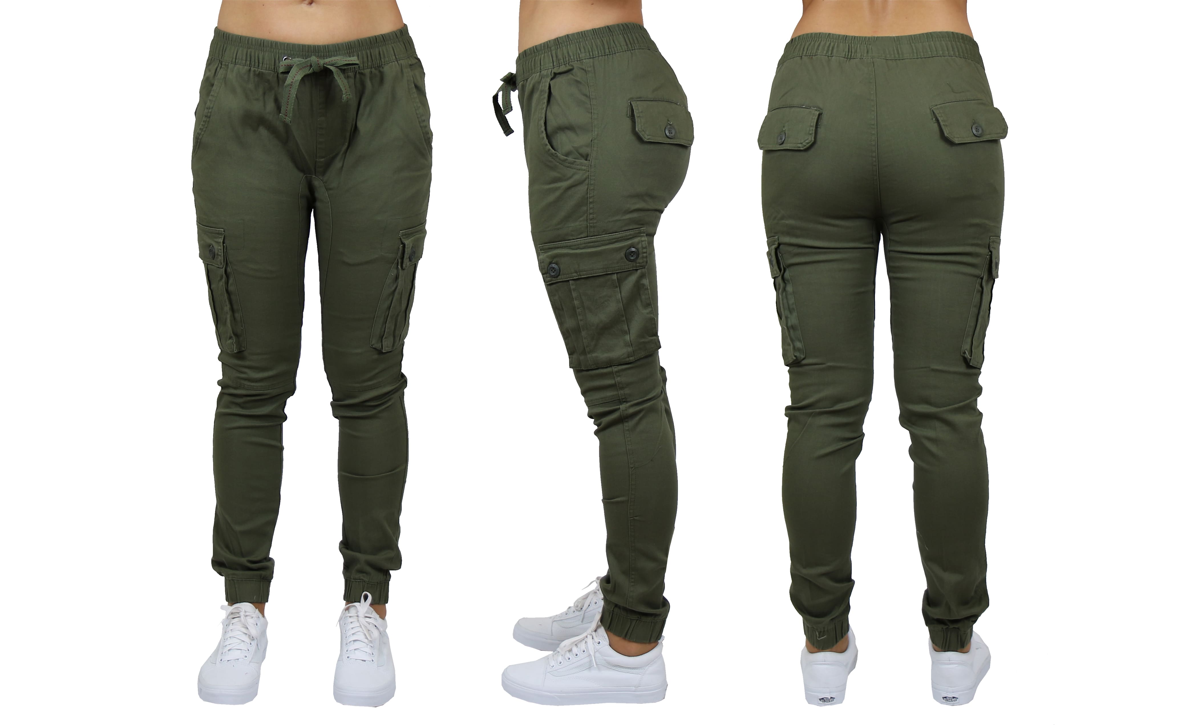 Galaxy By Harvic Loose Fit Cotton Stretch Twill Women's Cargo Joggers