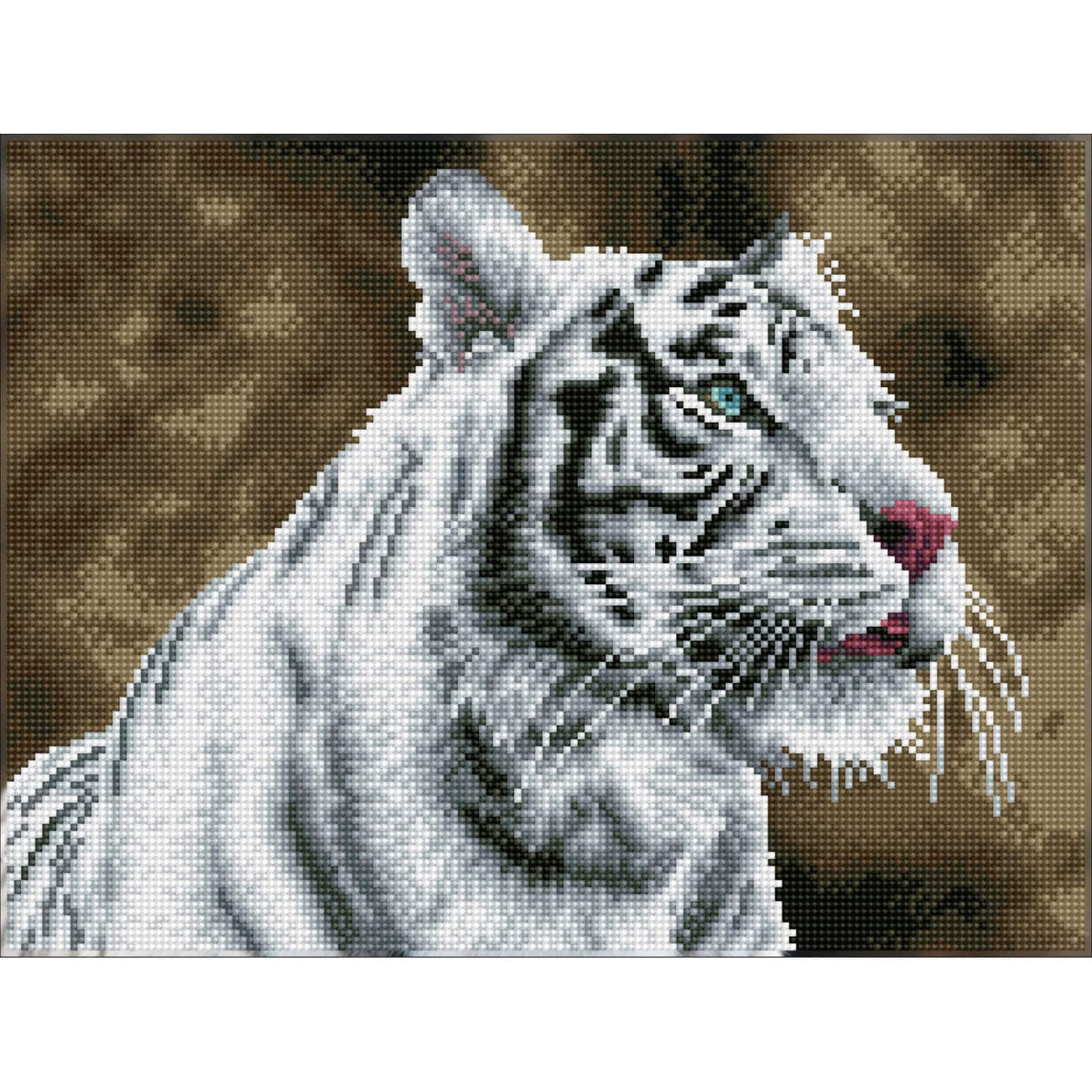 Diamond Dotz&#xAE; Intermediate Tiger Blanc Pre-Framed Diamond Painting Kit