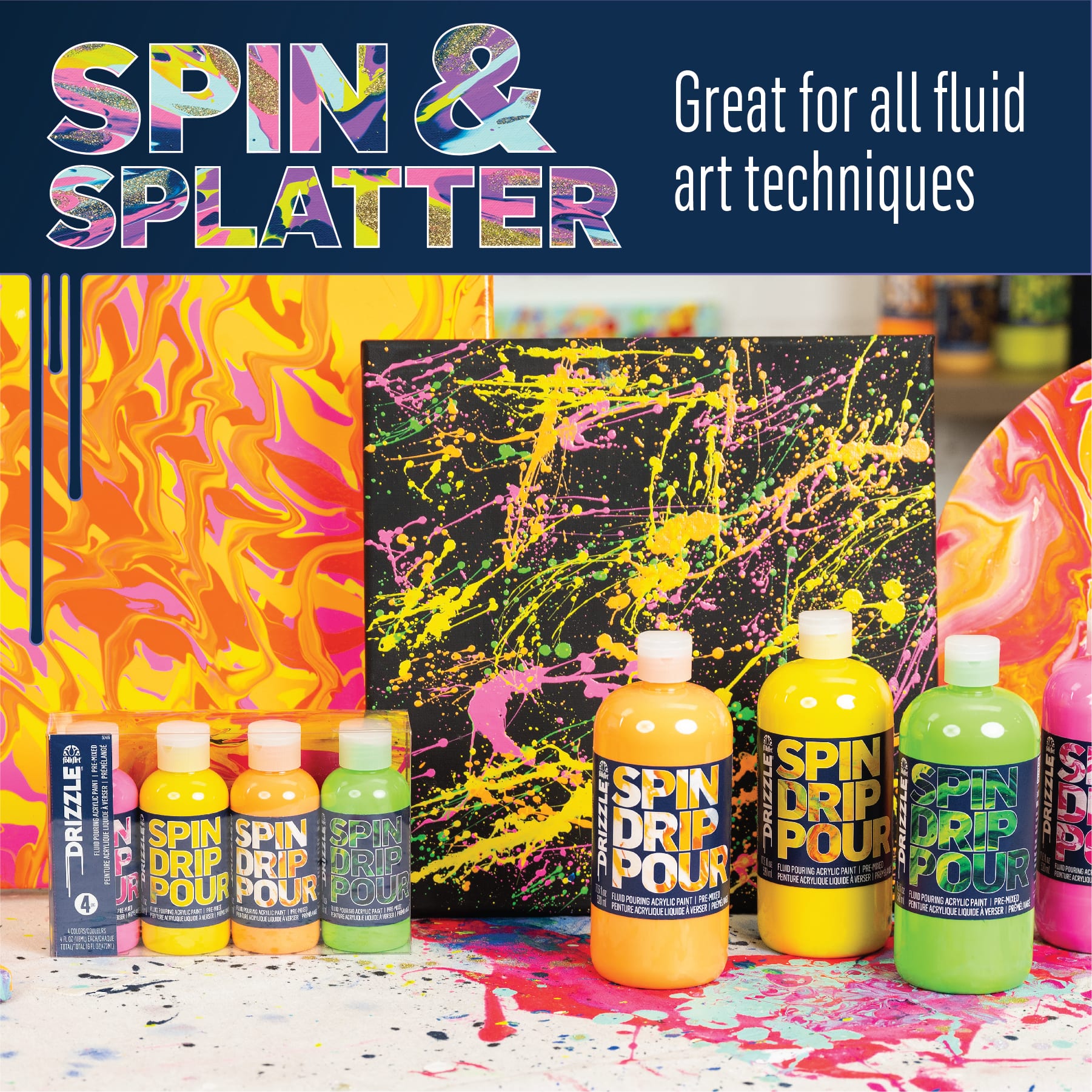 FolkArt&#xAE; Drizzle&#x2122; 4 Color Neon Paint Set