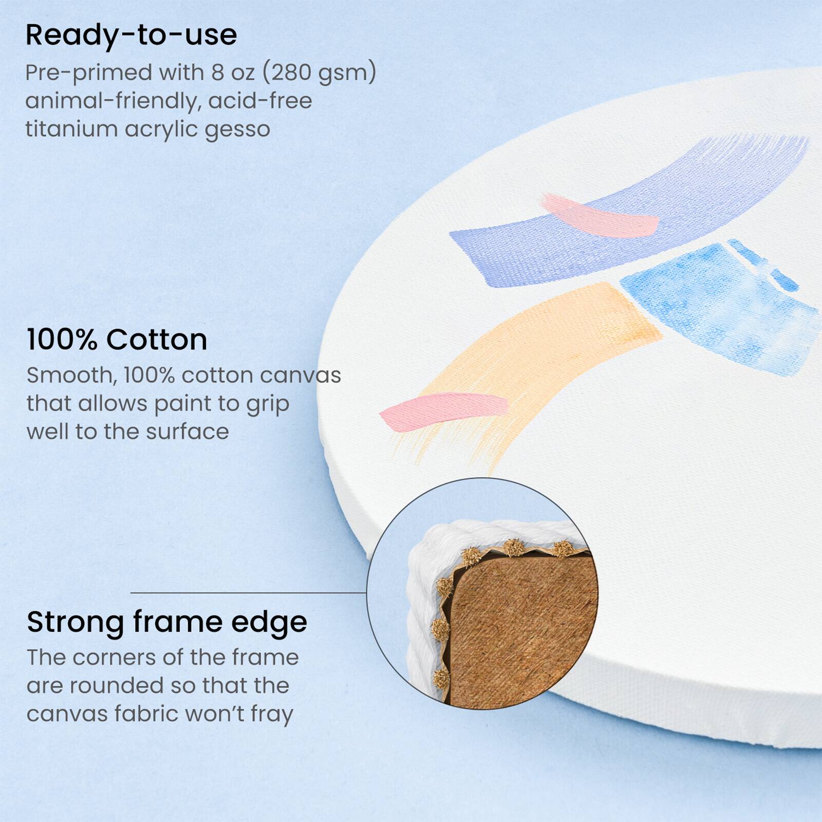 Arteza&#xAE; 10&#x22; Round White Classic Stretched Canvases, 8ct.