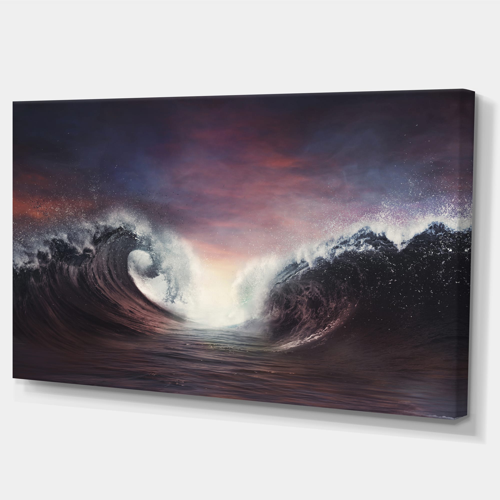 Designart - Dark Parting Ocean with Colorful Clouds - Seascape Canvas Art Print