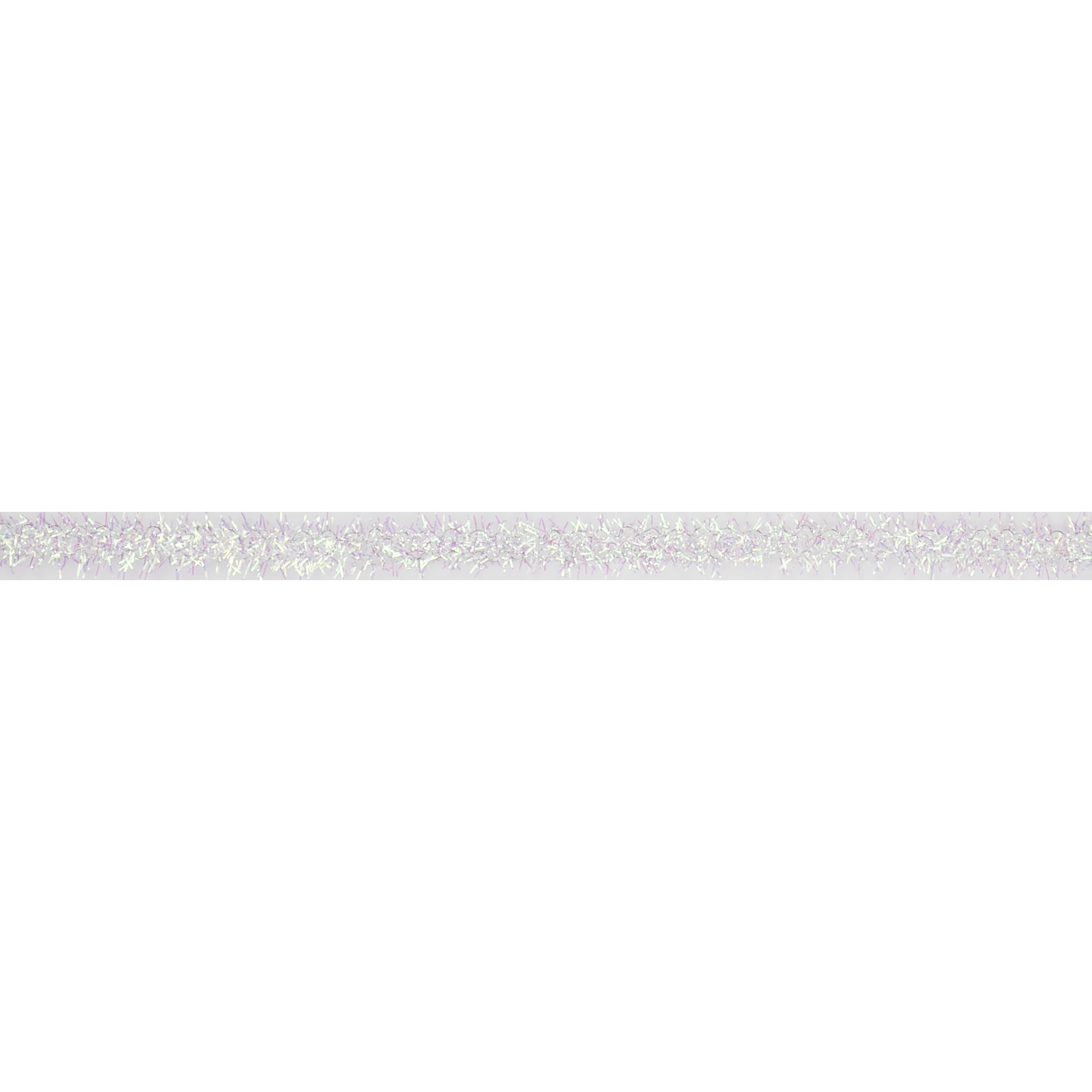 2/5&#x22; x 40ft. White Tinsel Wired Trim Ribbon by Celebrate It&#xAE;
