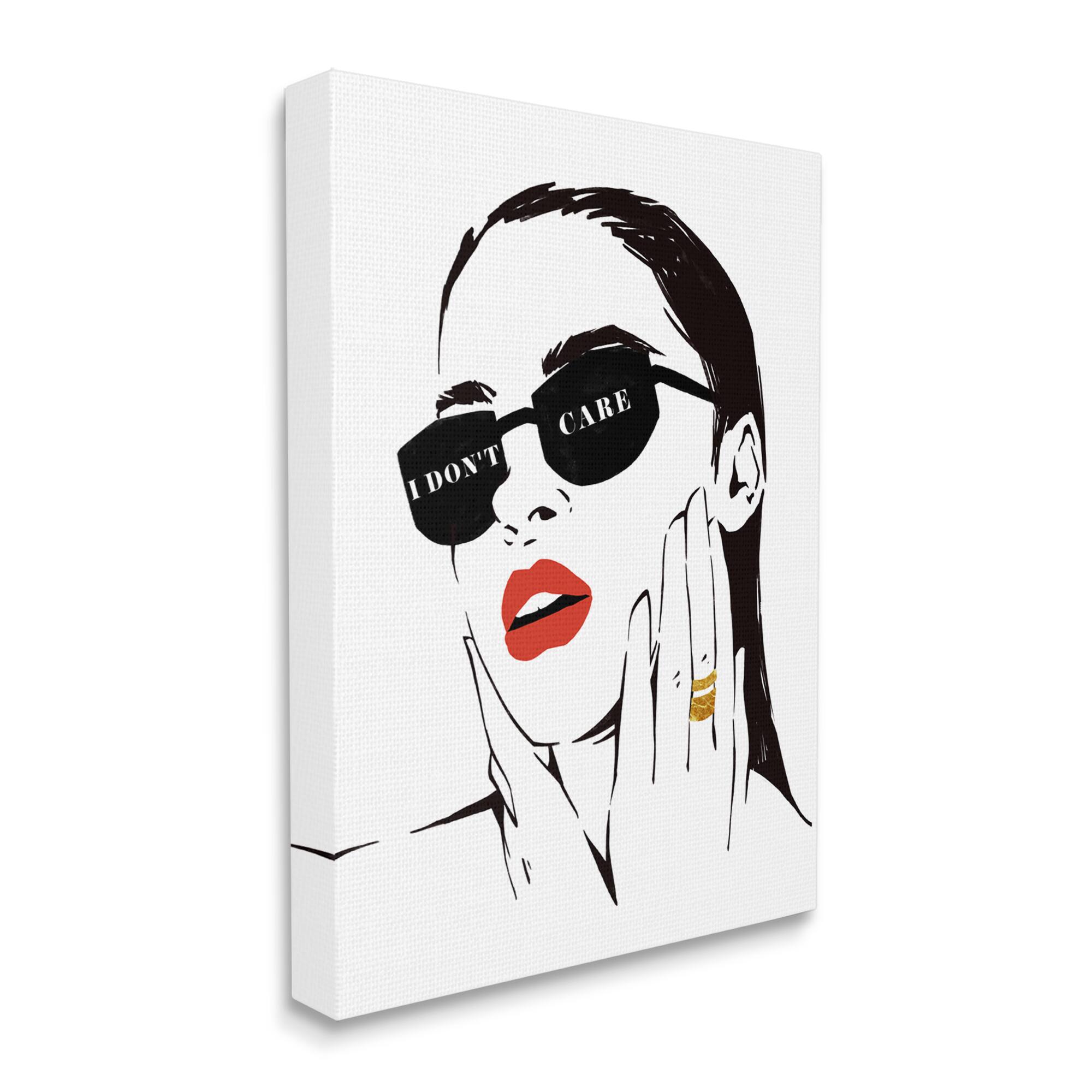 Stupell Industries I Don’t Care Shades Glam Fashion Female Portrait Canvas Wall Art