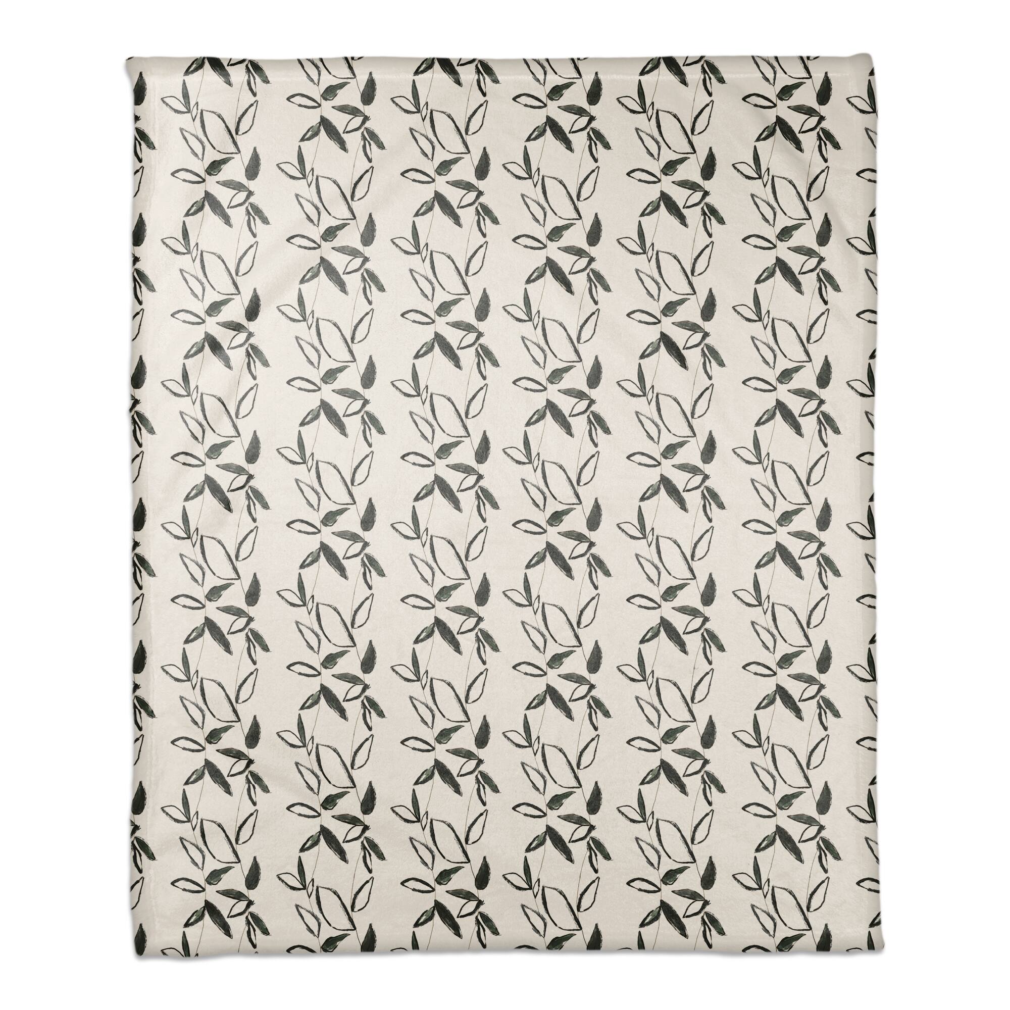 Black Leaf Stripes 50" x 60" Coral Fleece Blanket