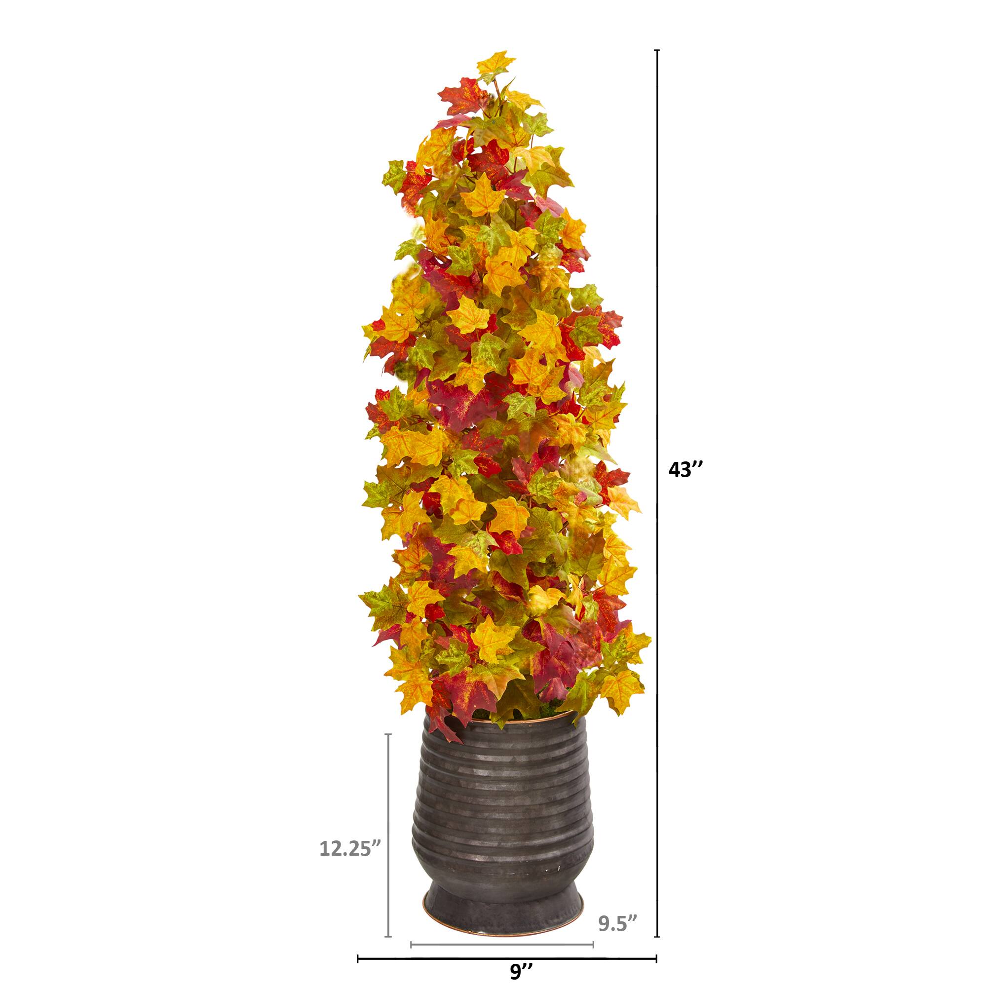 3.5ft. Autumn Maple Tree in Ribbed Metal Planter