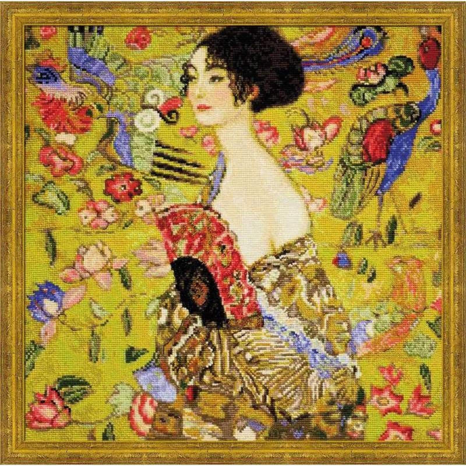 RIOLIS Lady with a Fan After Gustav Klimt Counted Cross Stitch Kit