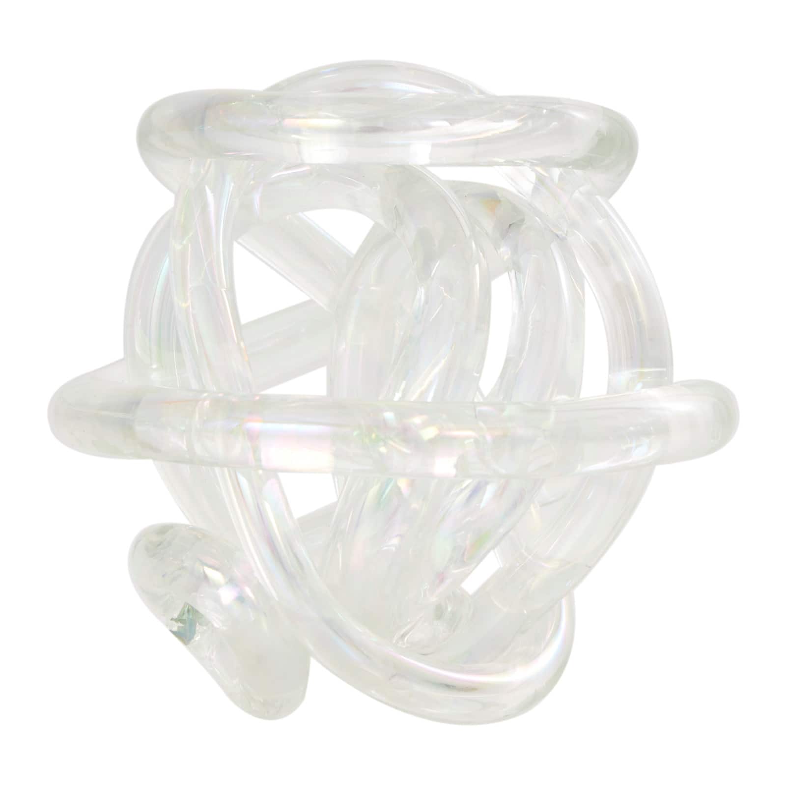 Clear Glass Knotted Ball Sculpture Set