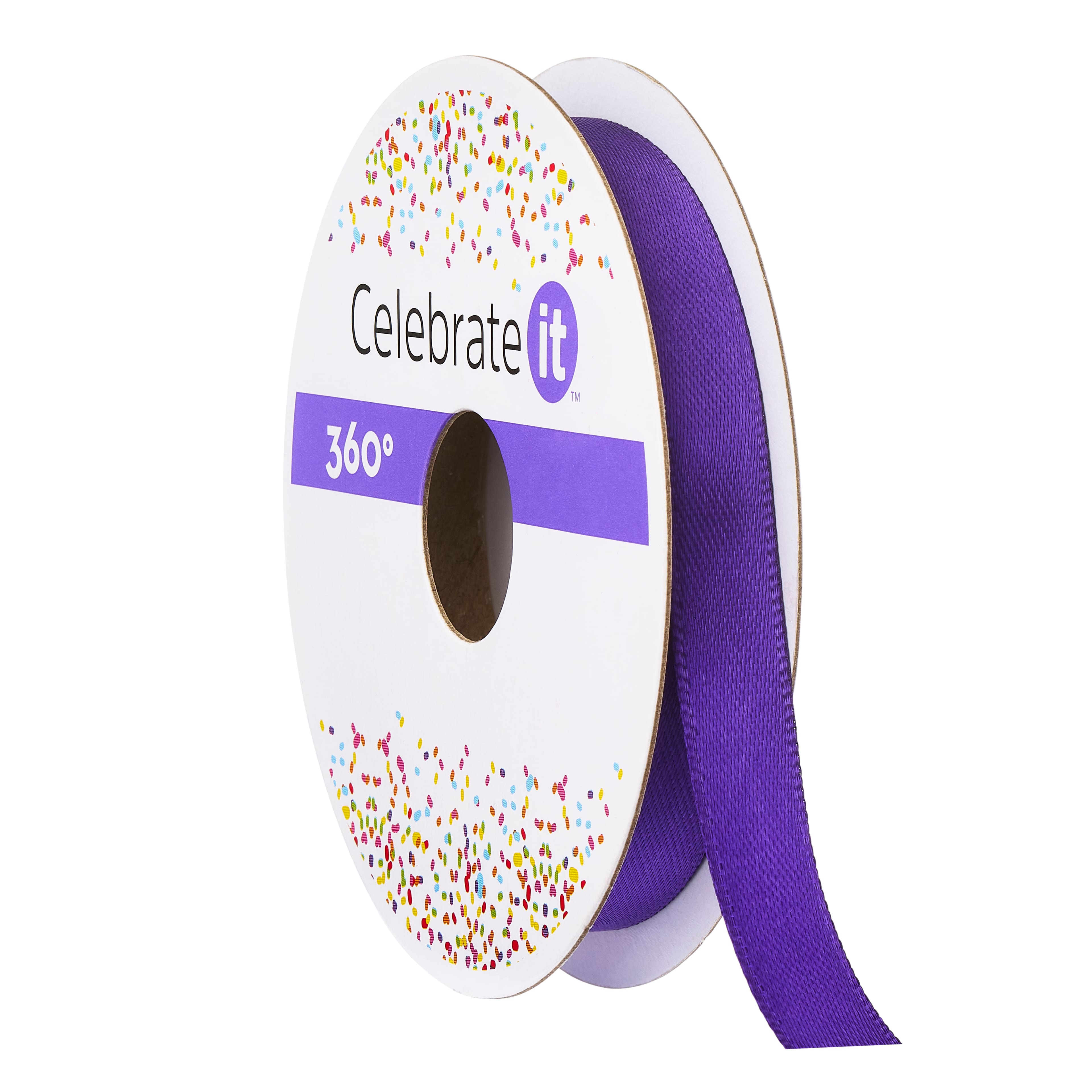 12 Pack: 3/8" x 10yd. Purple Satin Double-Faced Ribbon by Celebrate It® 360°™