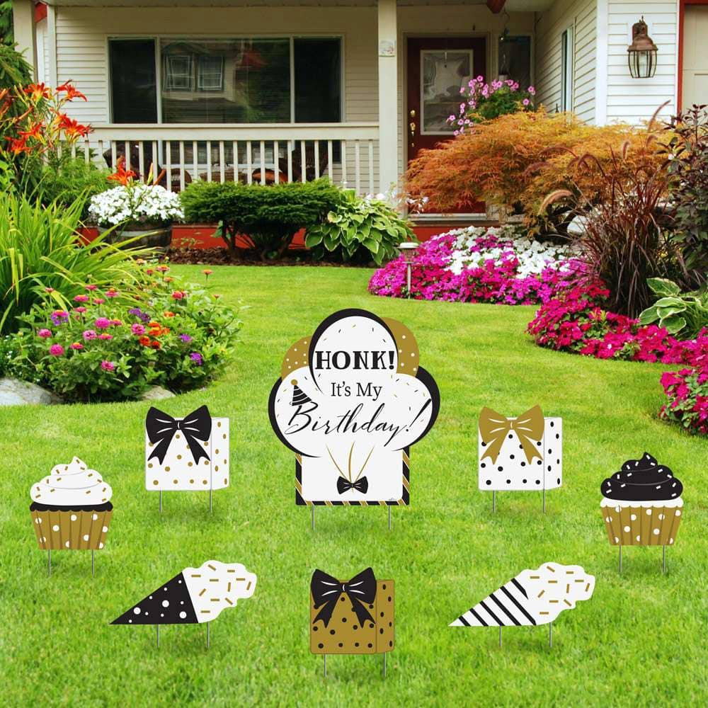 Kate Aspen&#xAE; Black &#x26; Gold Birthday Yard Sign Set