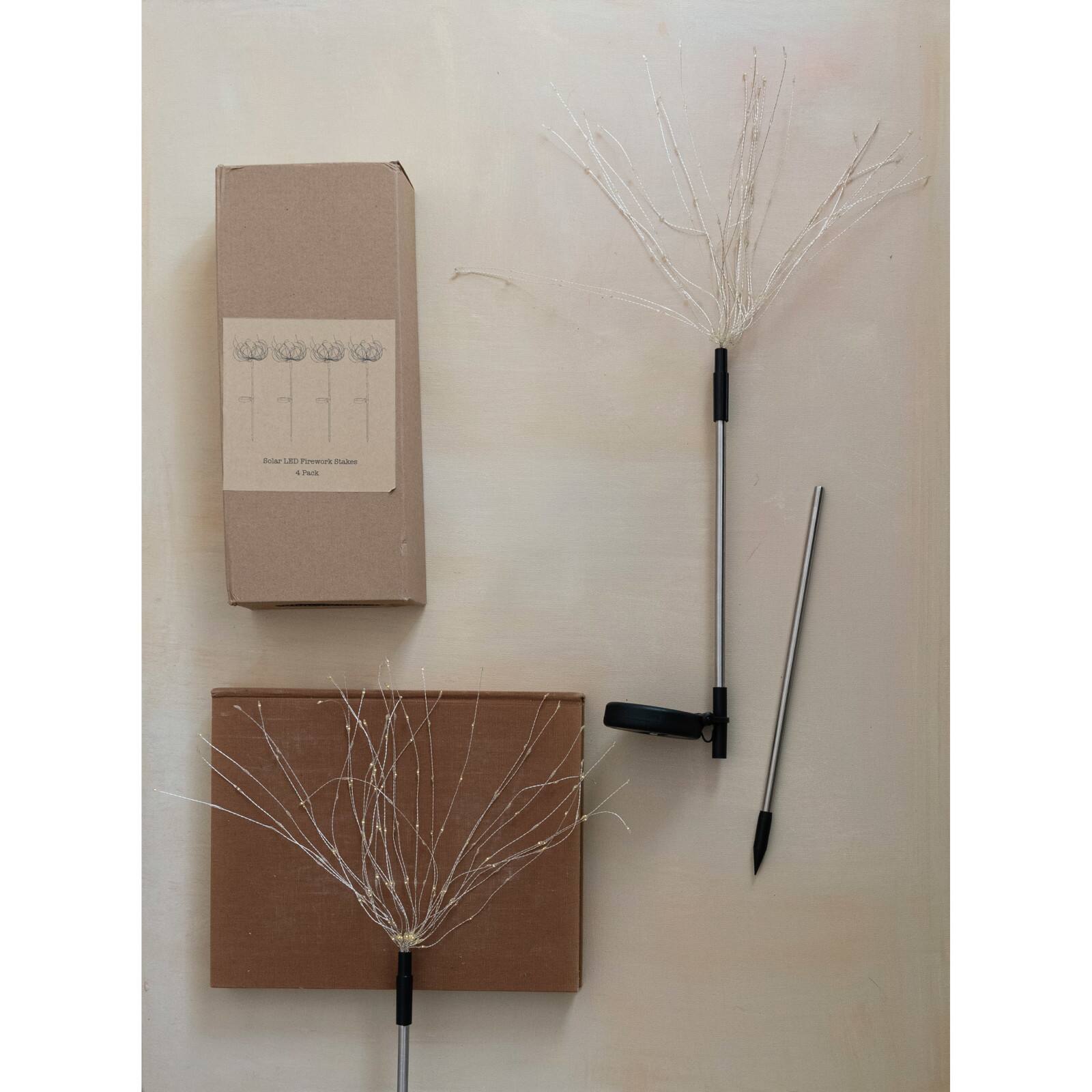 Hello Honey&#xAE; Black Stainless Steel Stakes with LED Solar Powered Starburst Light &#x26; 180 Lights, 4ct.