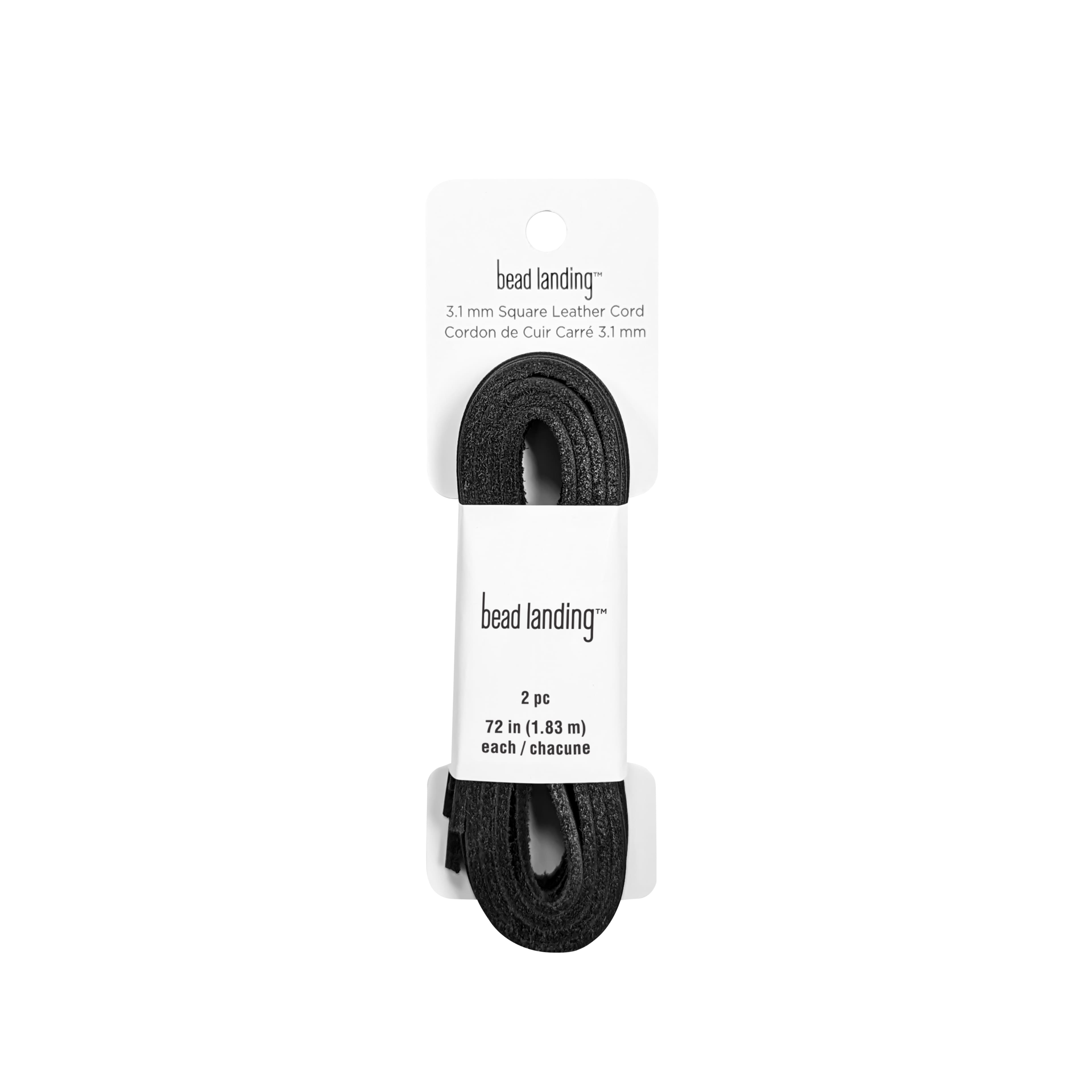 12 Packs: 2 ct. (24 total) 3.1mm Black Square Leather Cord by Bead Landing™