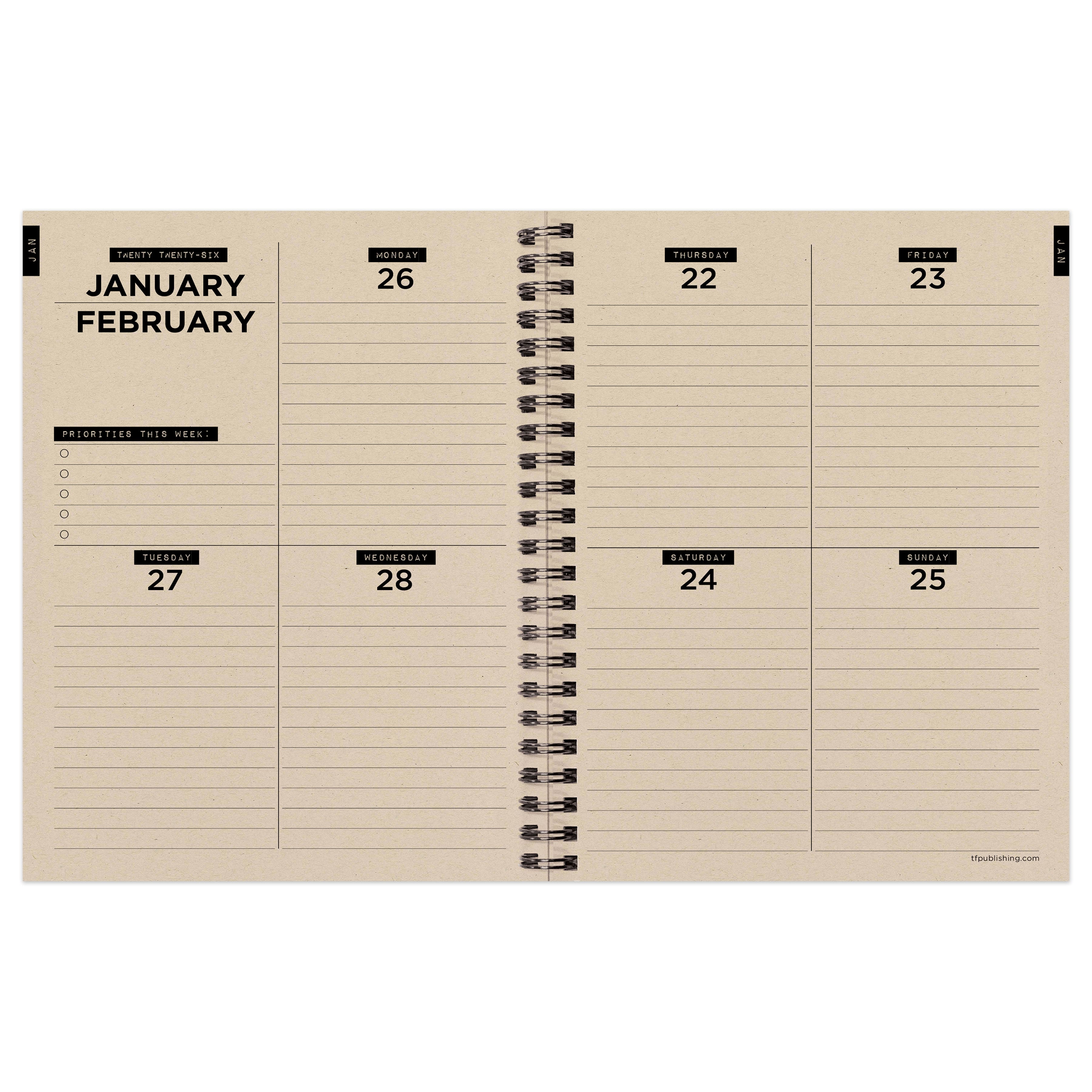 2026 Electric Red Medium Weekly Monthly Planner