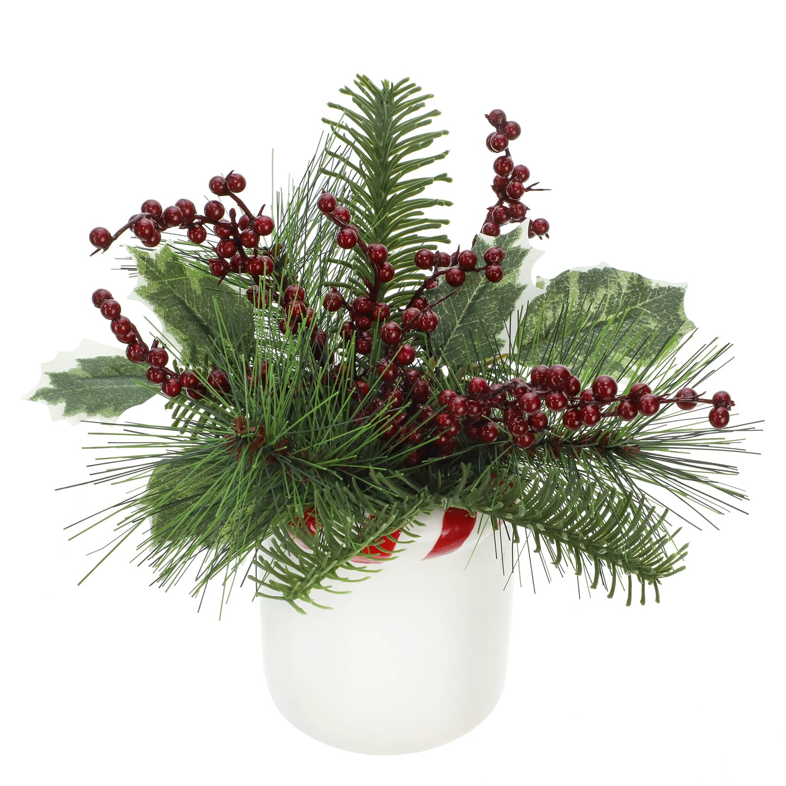 10&#x22; Pine, Holly &#x26; Berry in White Pot by Ashland&#xAE;