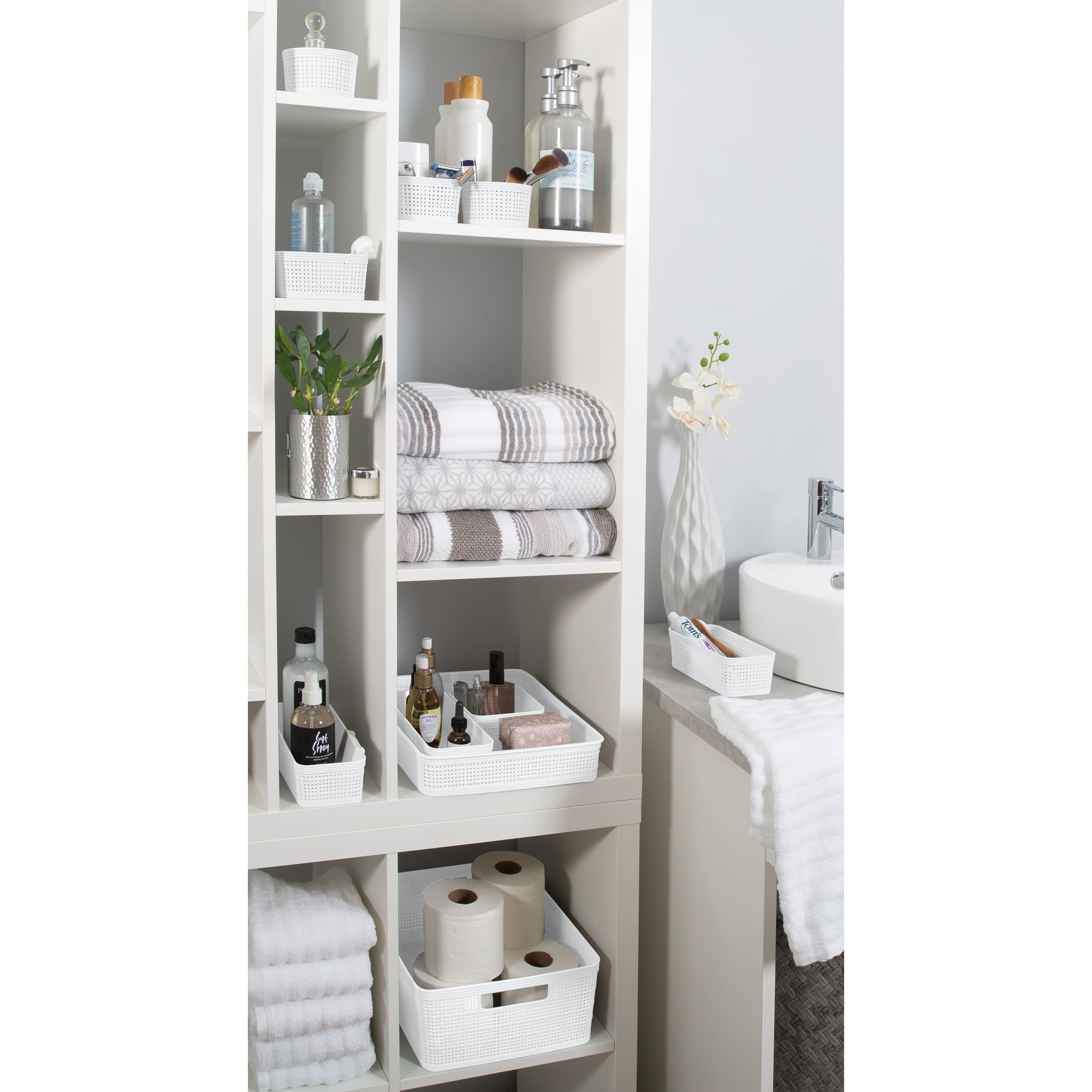 Simplify White Square Organizing Baskets, 6ct.