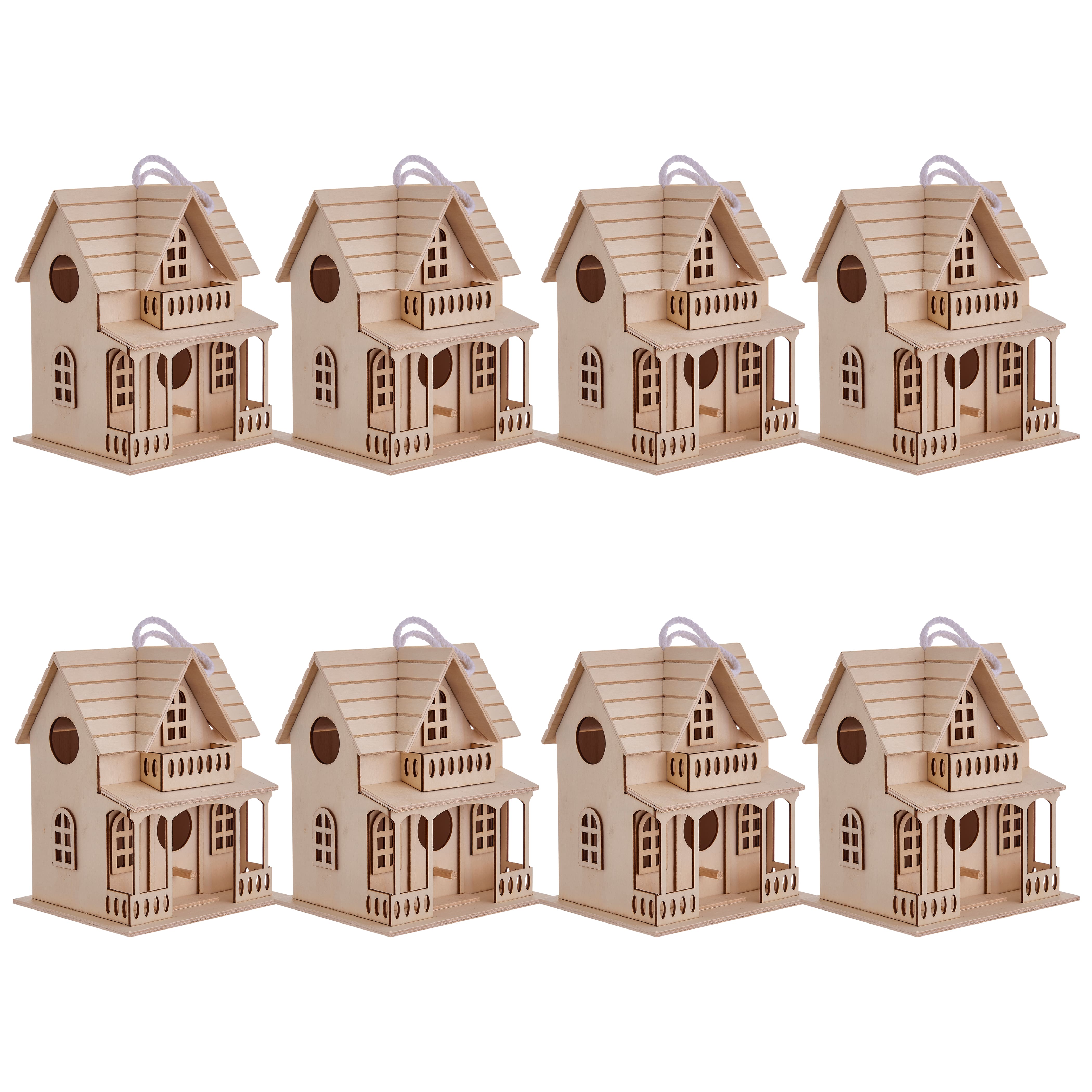 8 Pack: Wood Mini Birdhouse by Make Market®