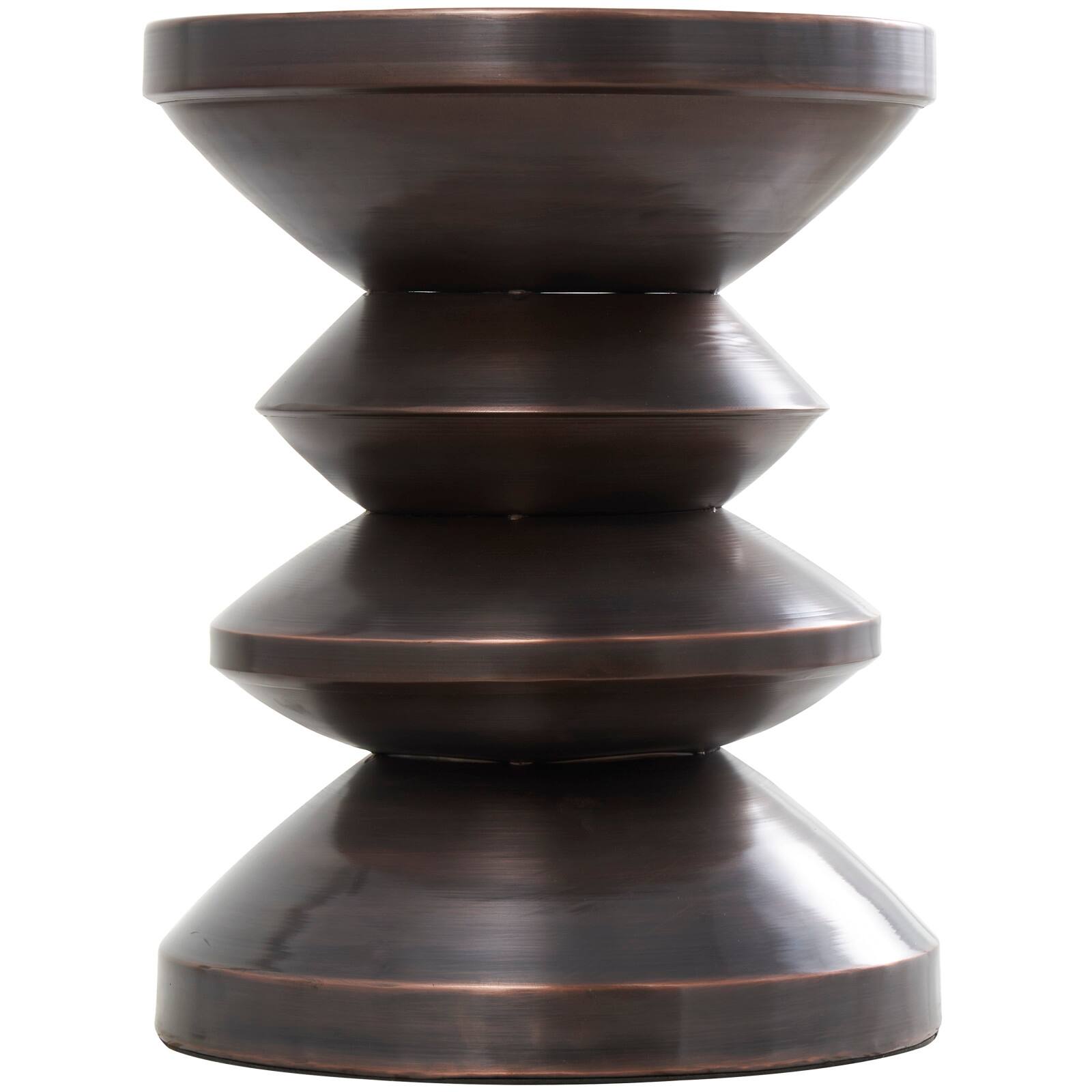 18" Copper Metal Art Deco Inspired Accent Table