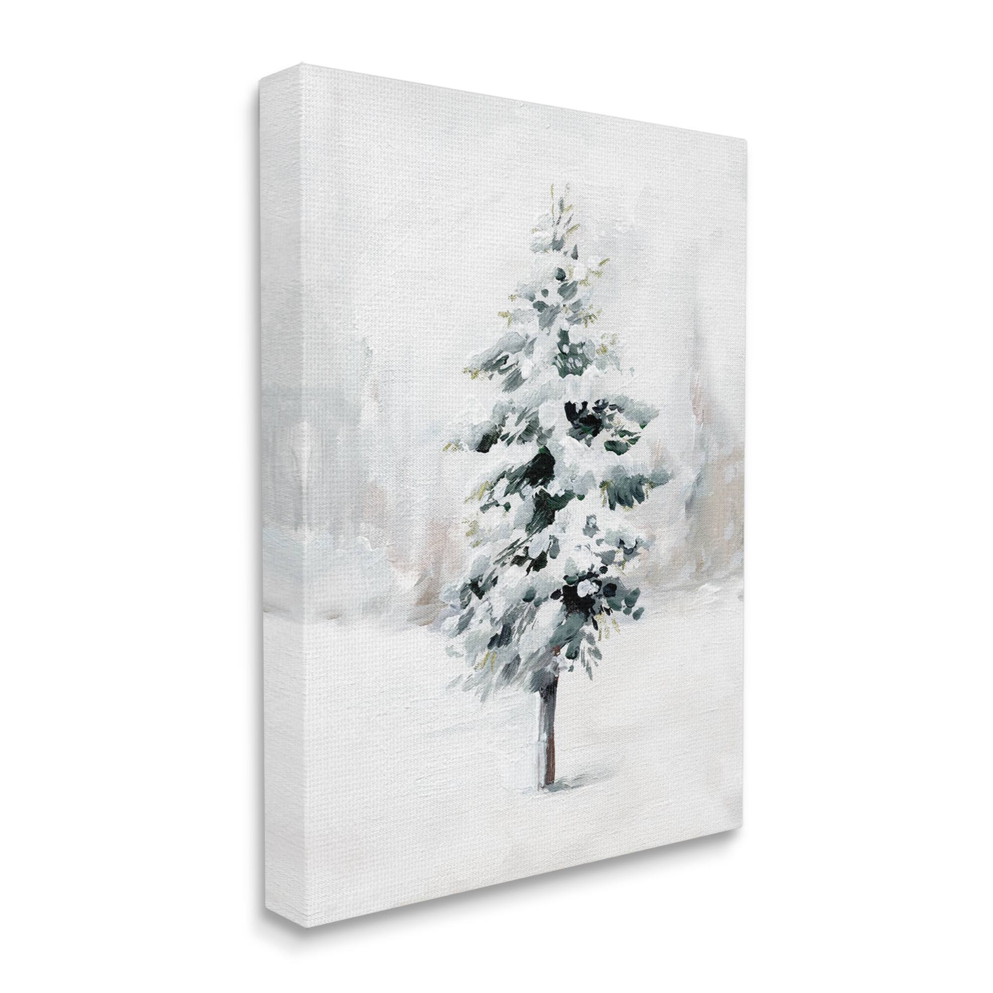Stupell Industries Wintery Snow Tree Scene Canvas Wall Art