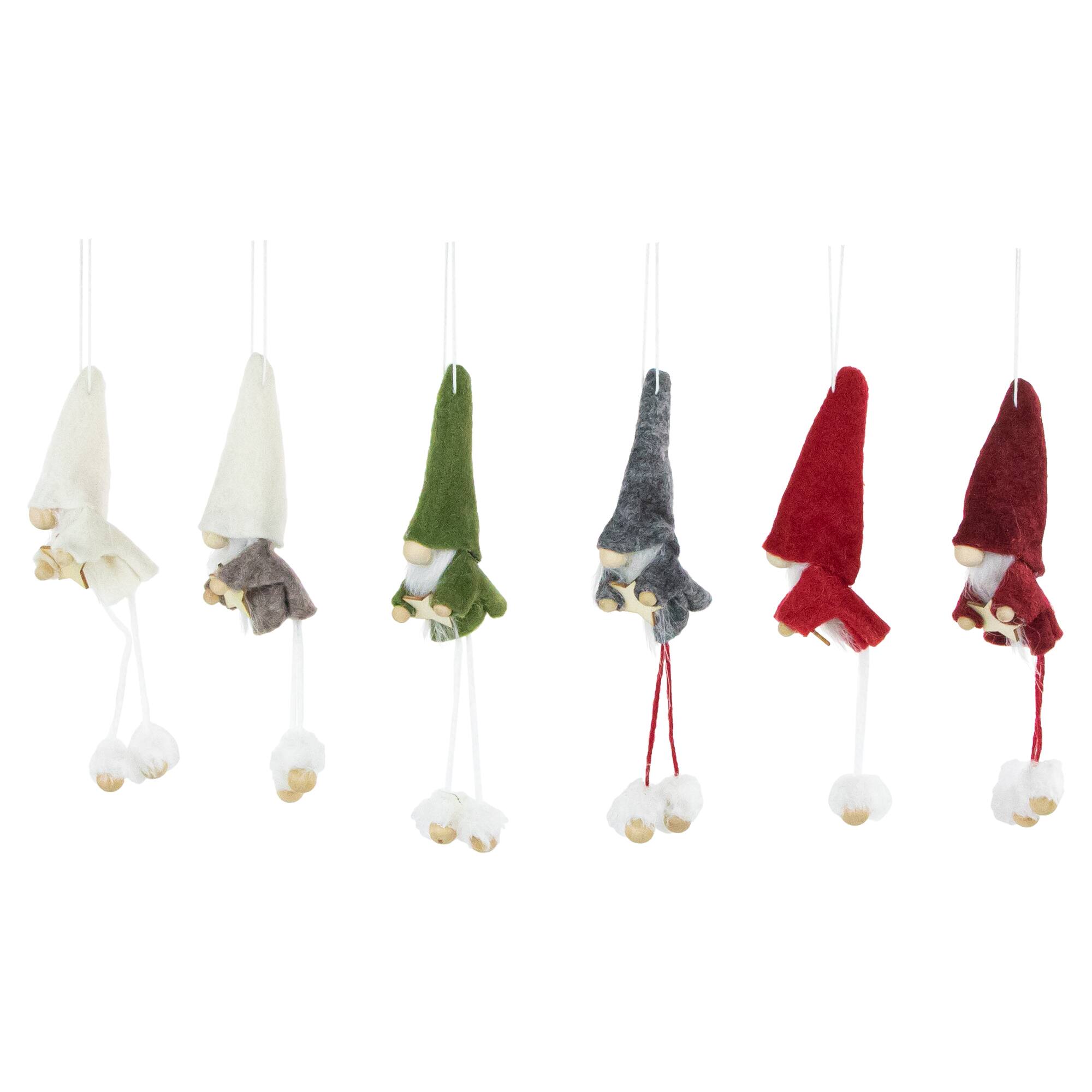 6ct. Gnomes with Stars Plush Christmas Ornaments