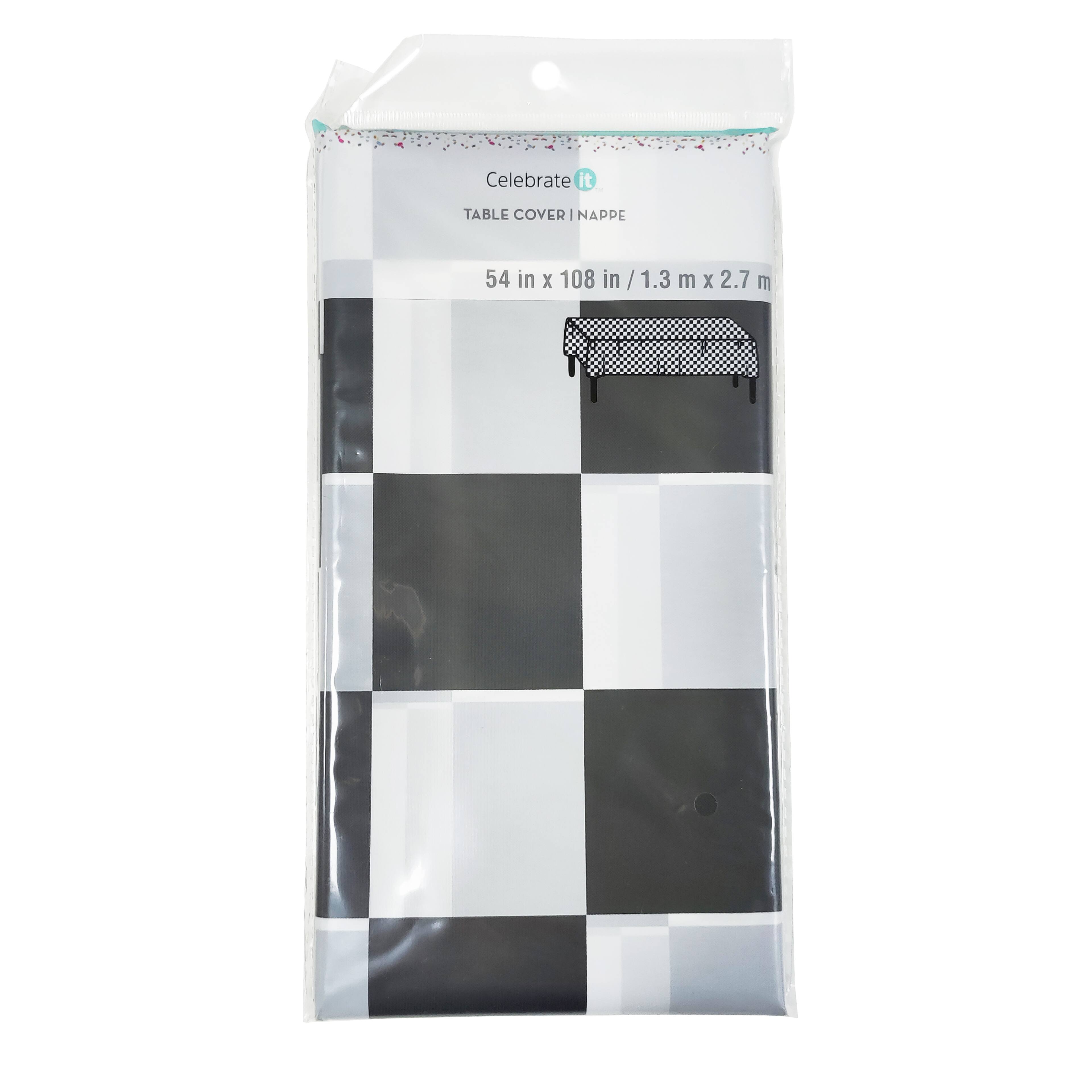 24 Pack: 54" x 108" Black & White Checker Plastic Table Cover by Celebrate It™