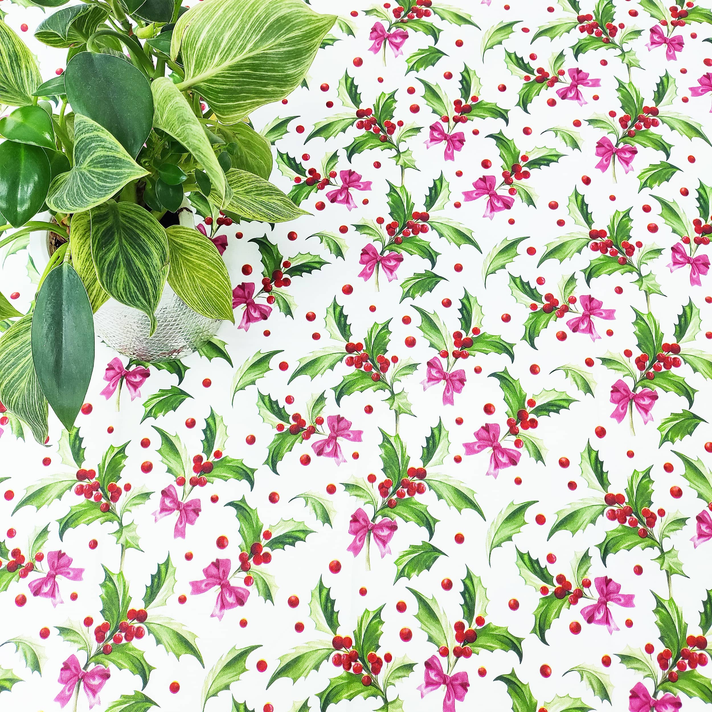 52&#x22; x 70&#x22; Holly &#x26; Bows Tablecloth by Celebrate It&#x2122;