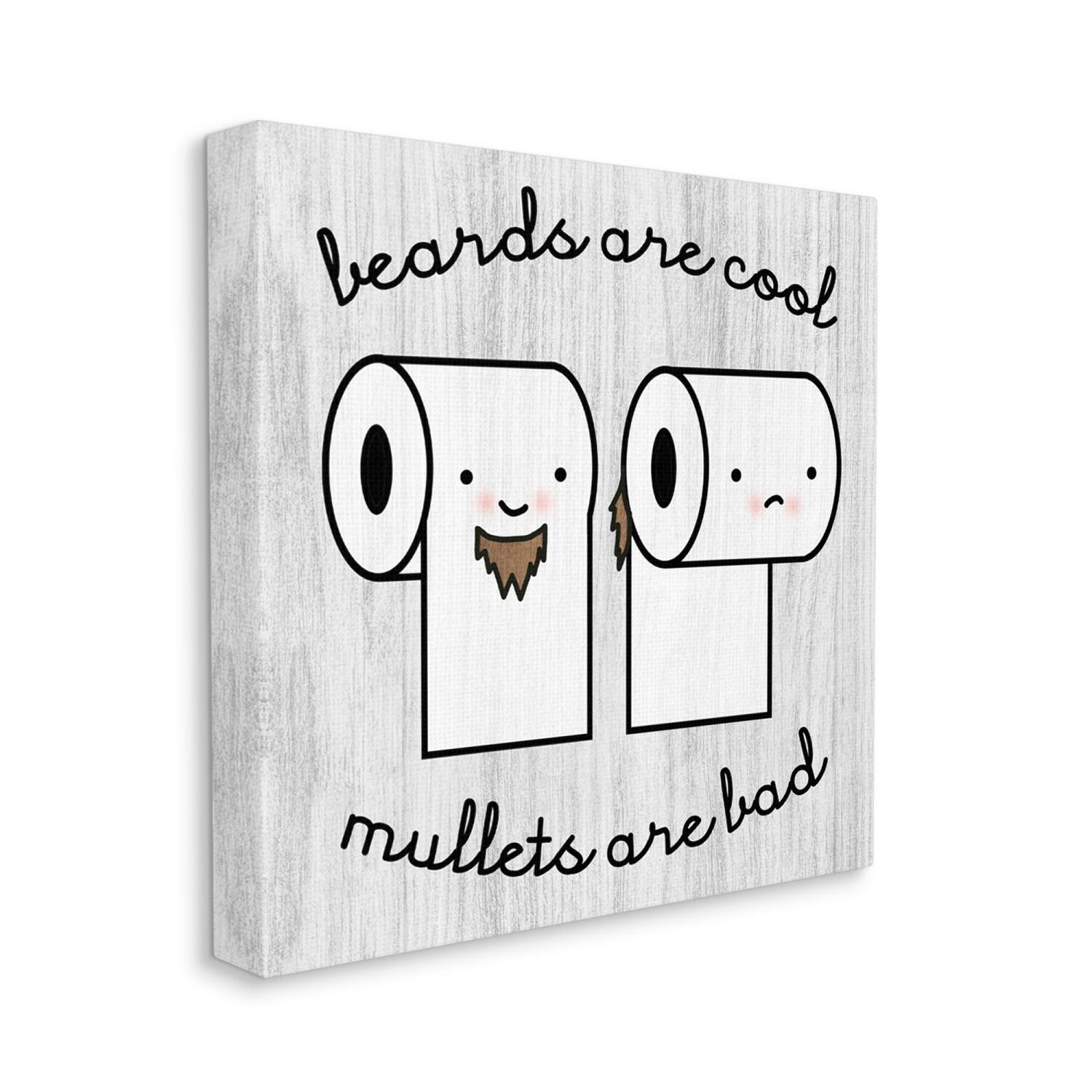 Stupell Industries Beards Vs. Mullets Toilet Paper Bathroom Humor Expression Canvas Wall Art