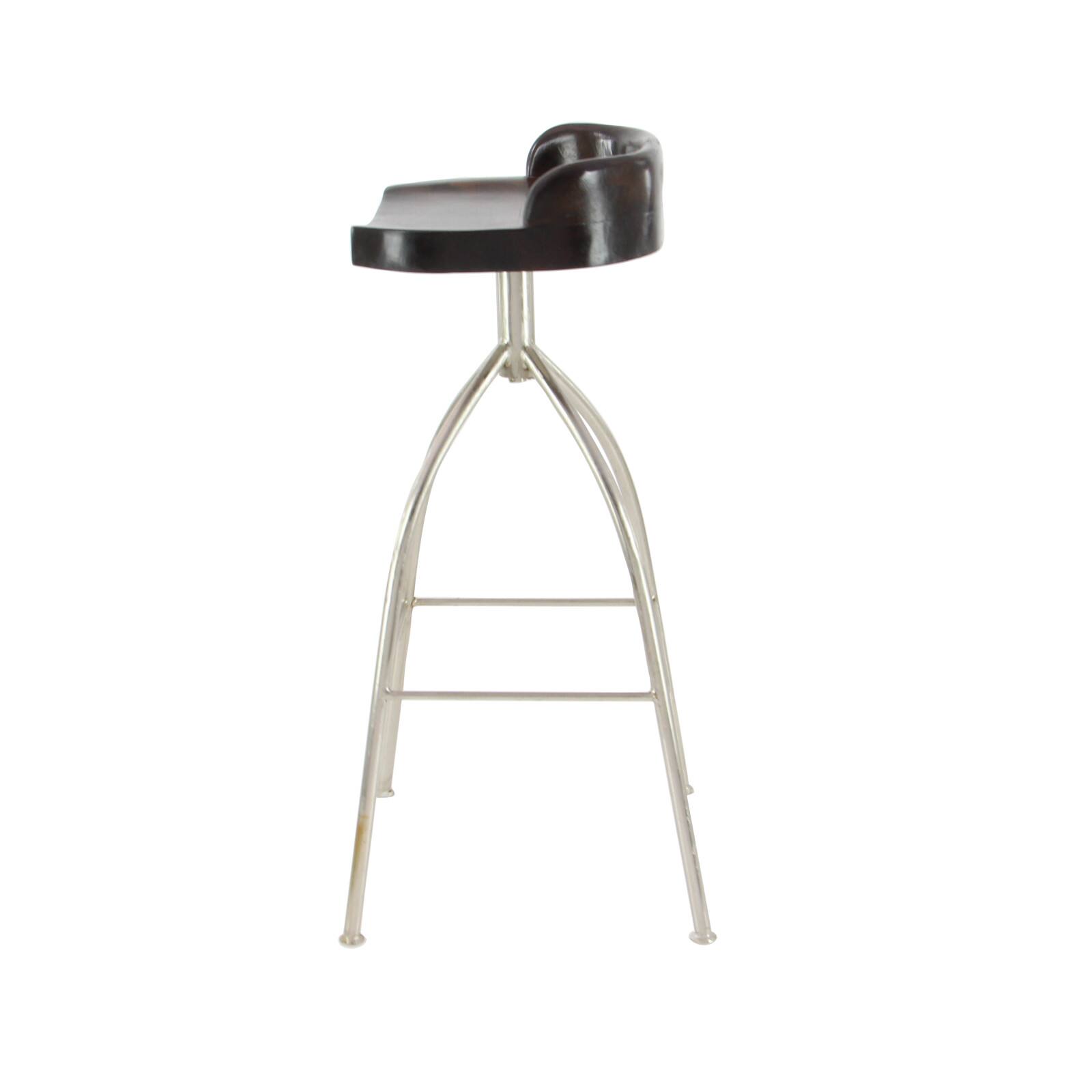 Brown Iron and Wood Contemporary Bar Stool, 33&#x22; x 16&#x22; x 12&#x22;