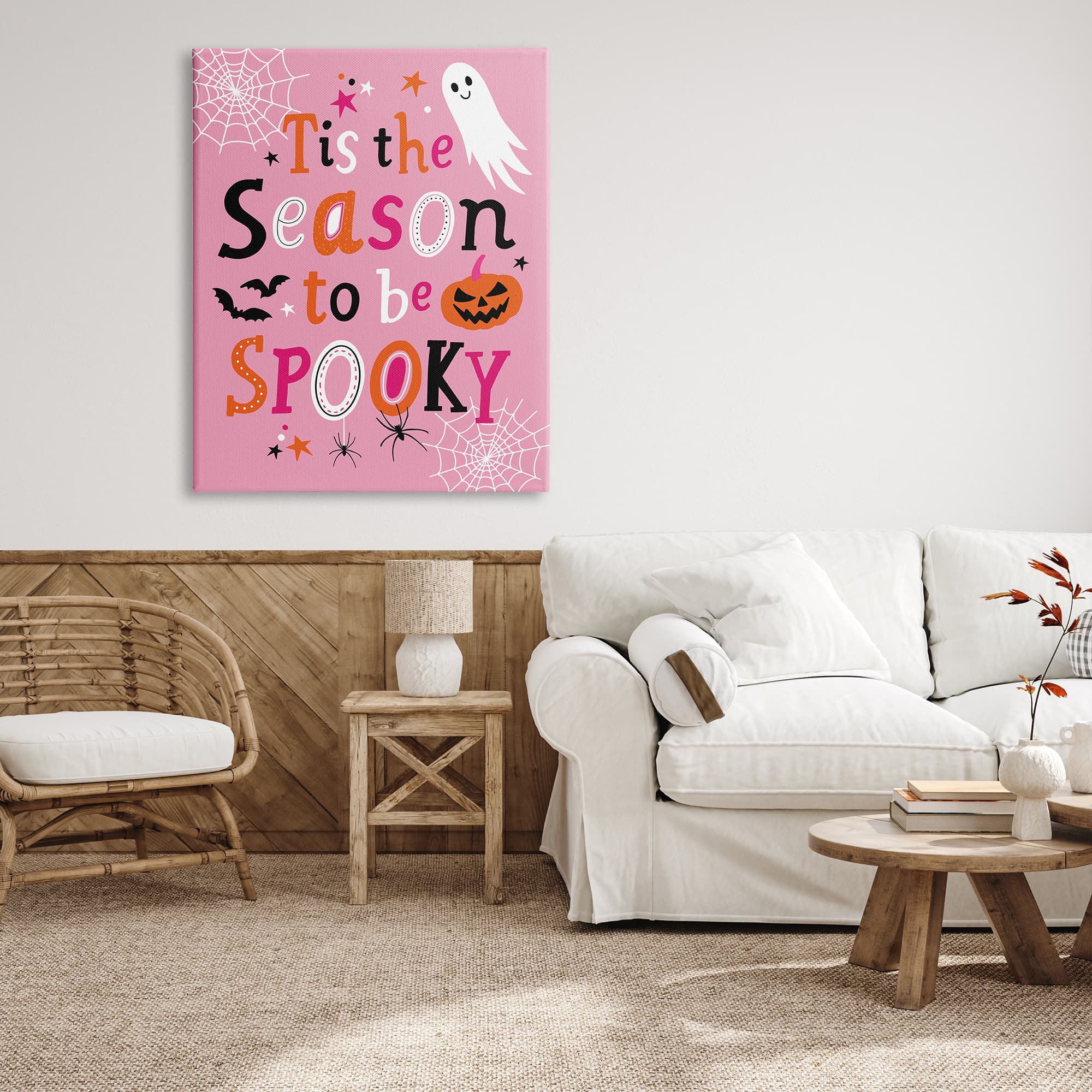 Stupell Industries Tis The Season To Be Spooky Ghost Phrase Canvas Wall Art