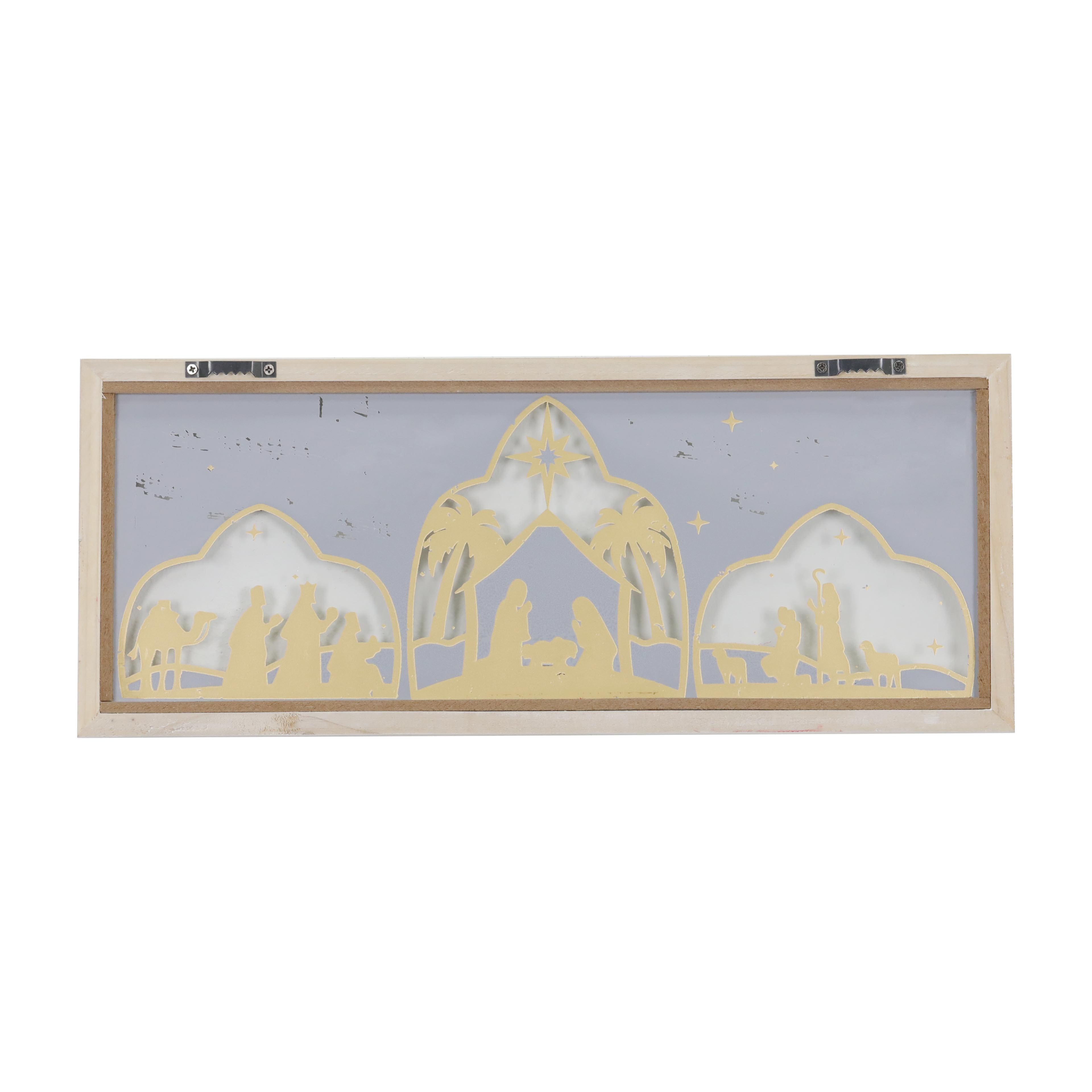 D&#xE9;coration murale en verre nativit&#xE9; 40,6&#xA0;cm en cadre ivoire Ashland