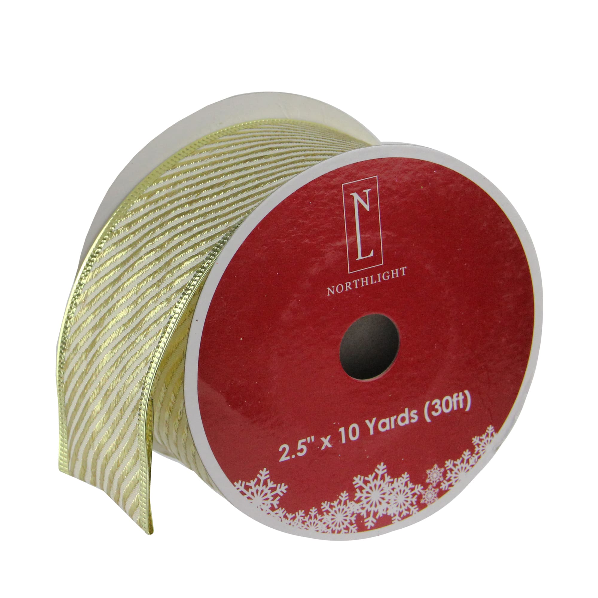 2.5&#x22; x 10yd. Wired Diagonal Stripes Christmas Ribbon