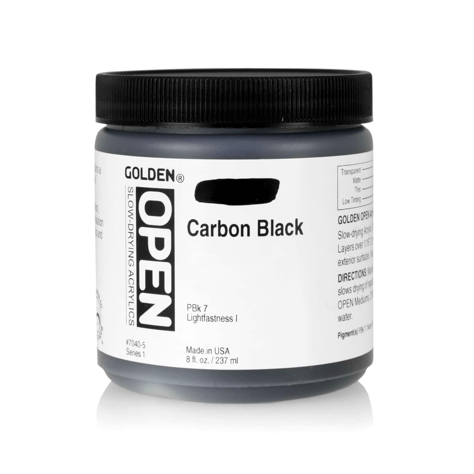 Golden OPEN Slow Drying Acrylics, 8 oz Paint in Carbon Black