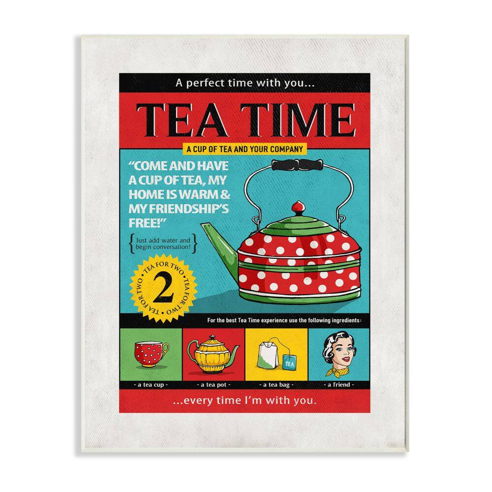 Stupell Industries Tea Time Vintage Comic Book Wood Wall Plaque