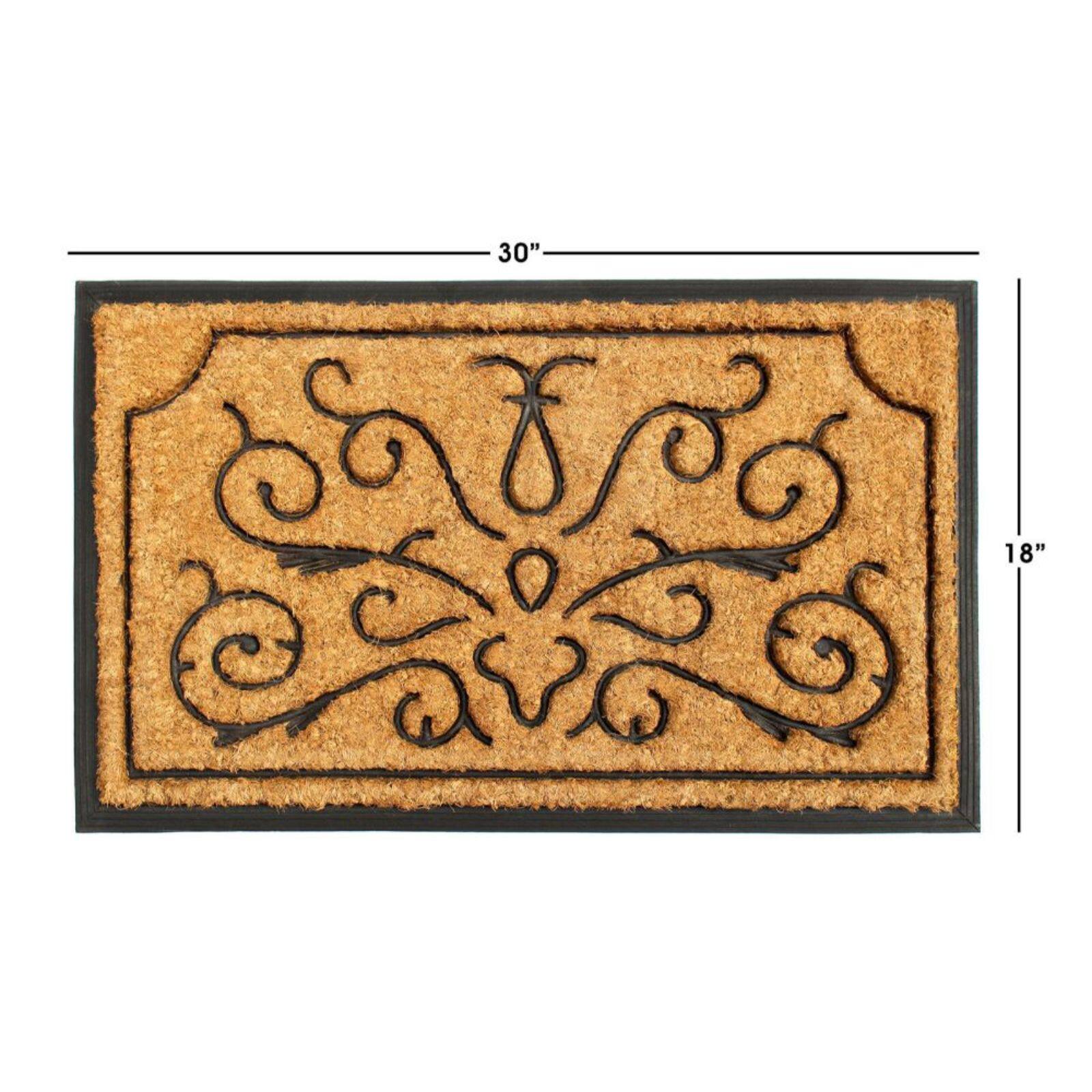 RugSmith Natural & Black Lotus Molded Rubber & Coir Doormat Doormats