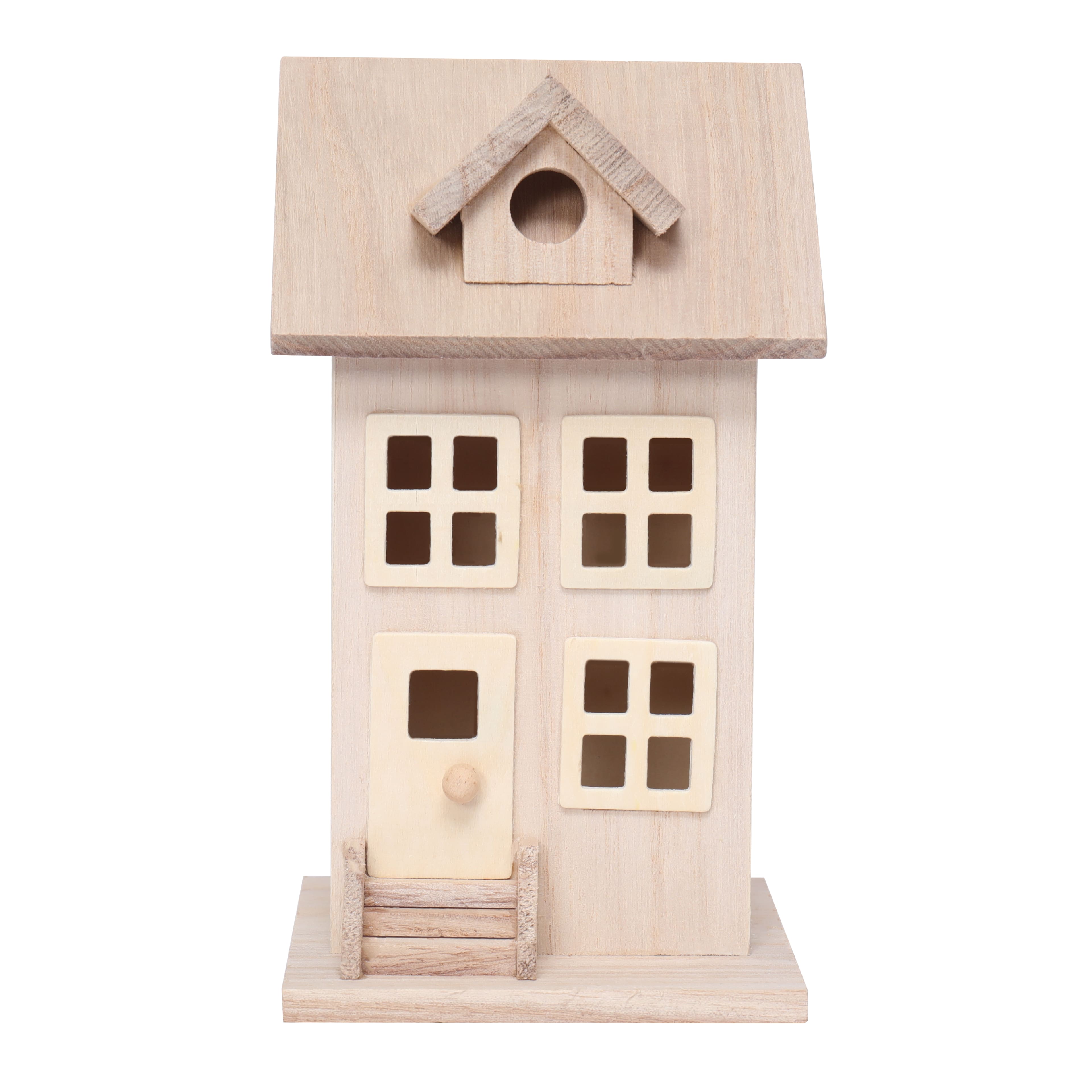 8 Pack: 7.5&#x22; Unfinished Wood Townhouse Birdhouse by Make Market&#xAE;