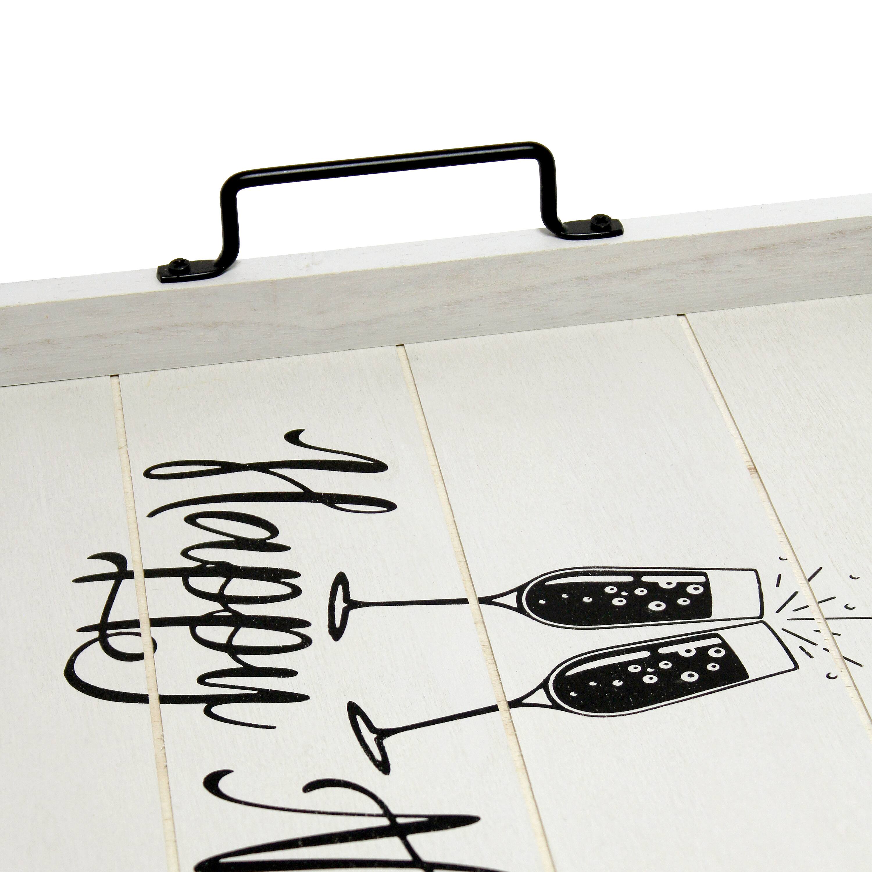 Elegant Designs&#x2122; 15.5&#x22; Happy New Year Serving Tray with Handles