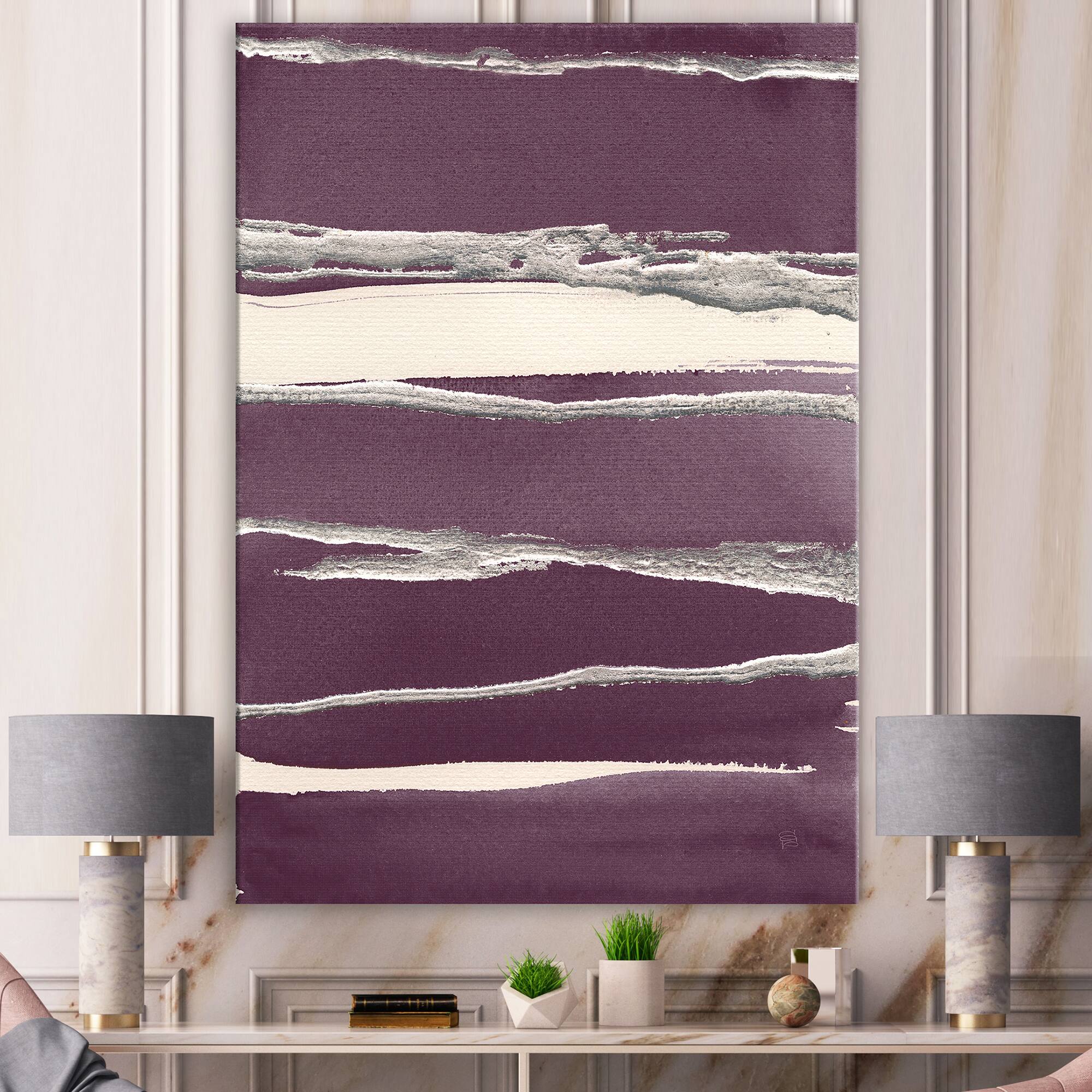 Designart - Shabby Watercolor on Purple III - Shabby Chic Premium Canvas Wall Art