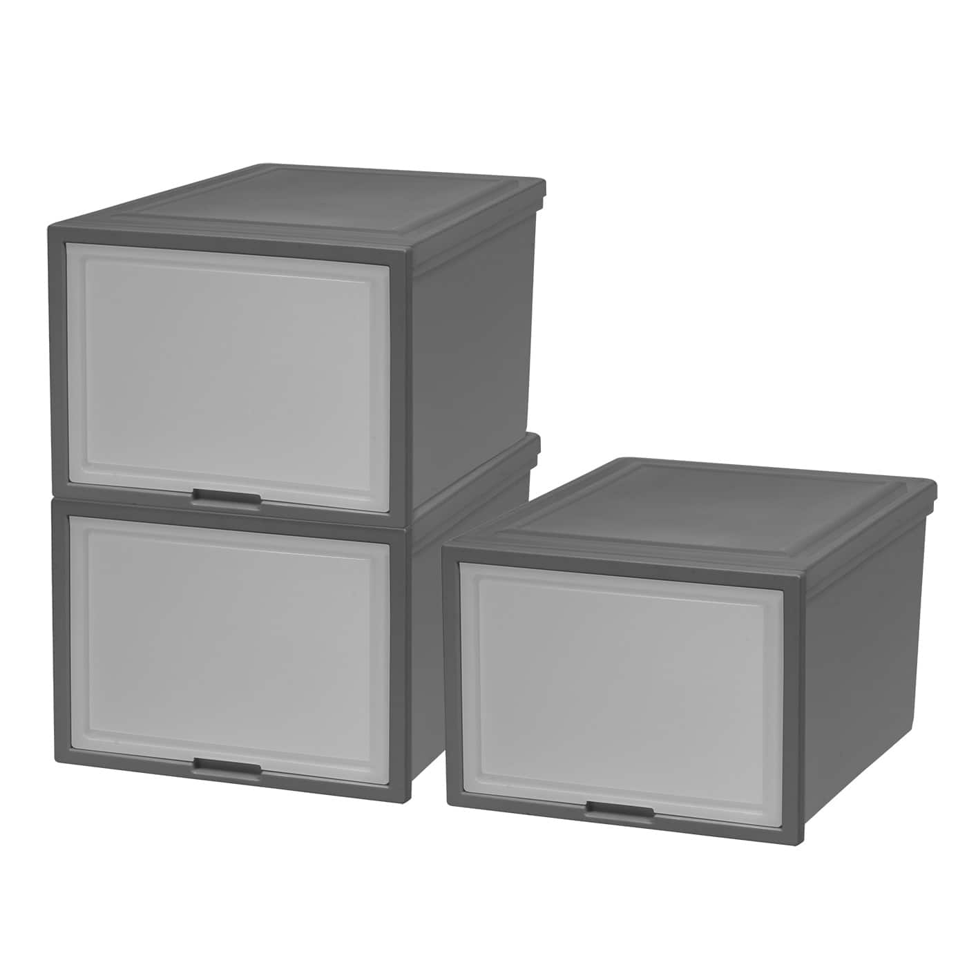 Iris&#xAE; Gray Deep Box Chest With Sliding Door, 3 Pack