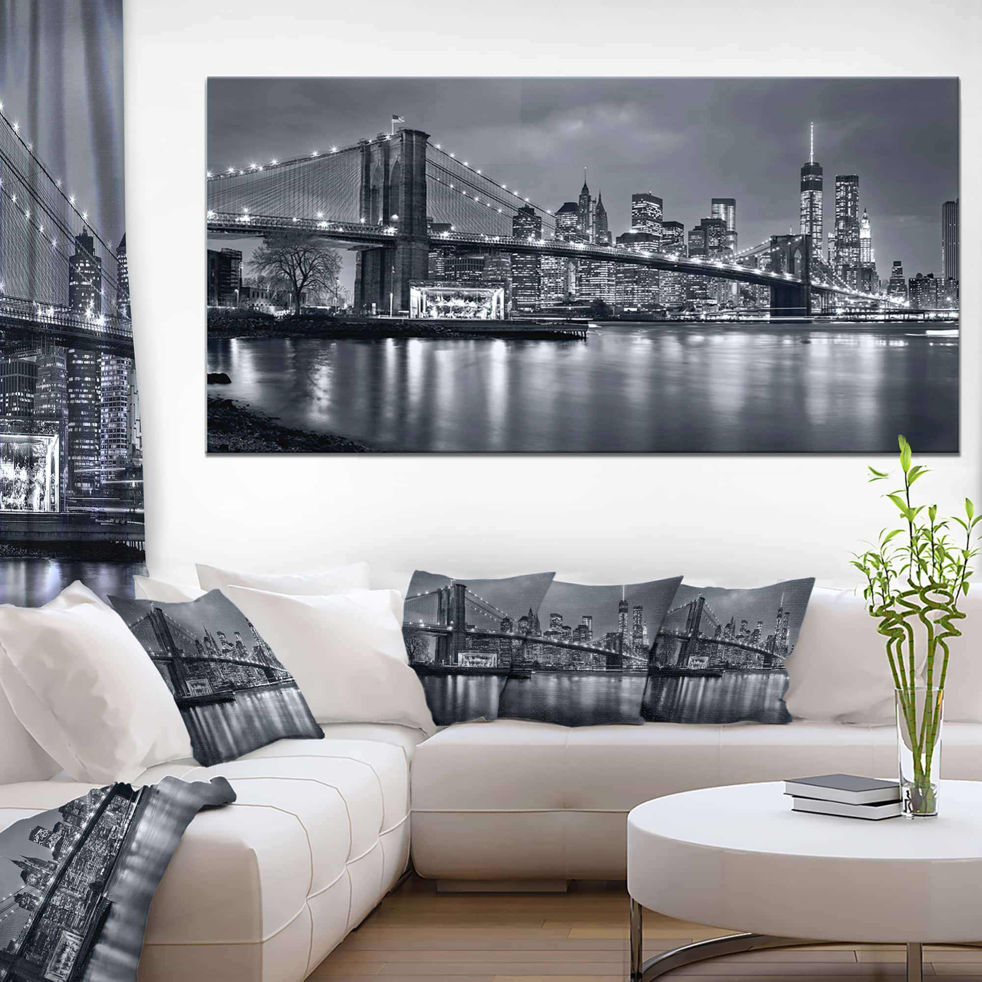 Designart - Panorama New York City at Night - Cityscape Canvas Print