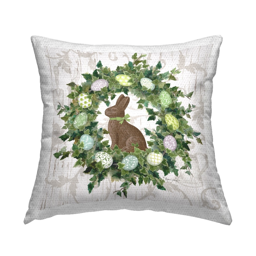 Stupell Industries Spring Easter Egg Wreath Outdoor Printed Pillow
