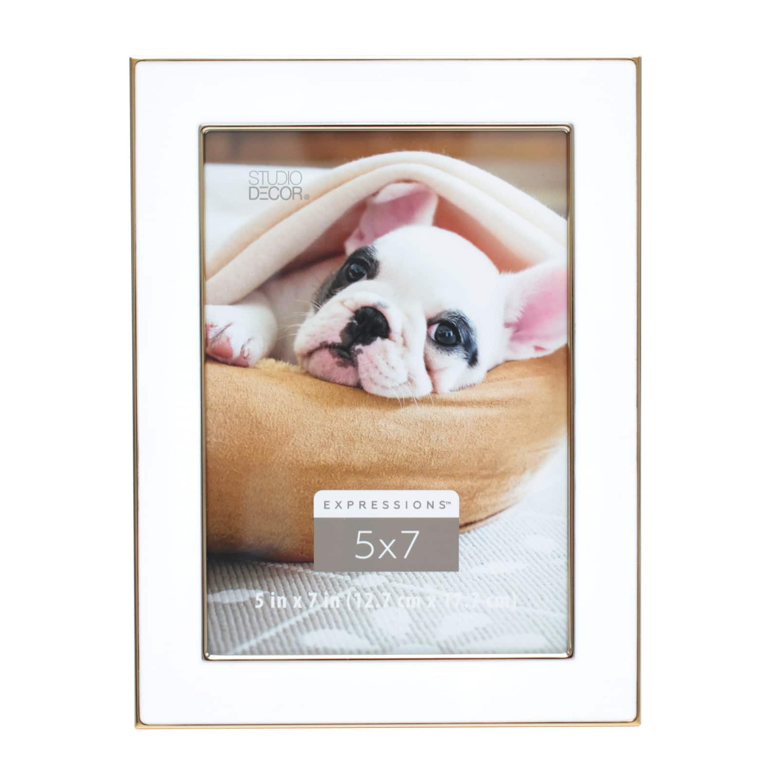 5&#x22; x 7&#x22; White with Gold Outline Expressions&#x2122; Frame by Studio D&#xE9;cor&#xAE;