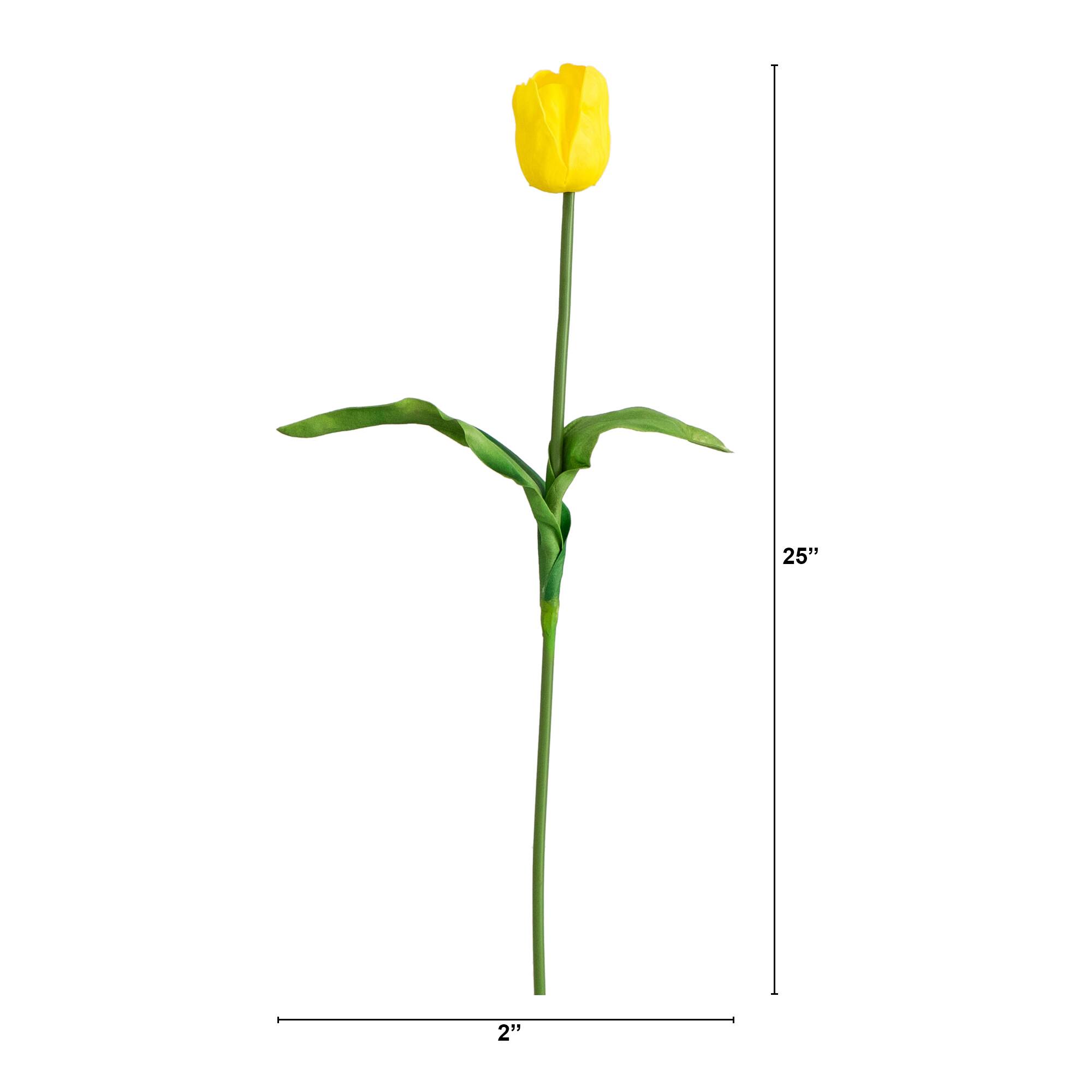 25&#x22; Yellow Tulip Flower Stems, 3ct.
