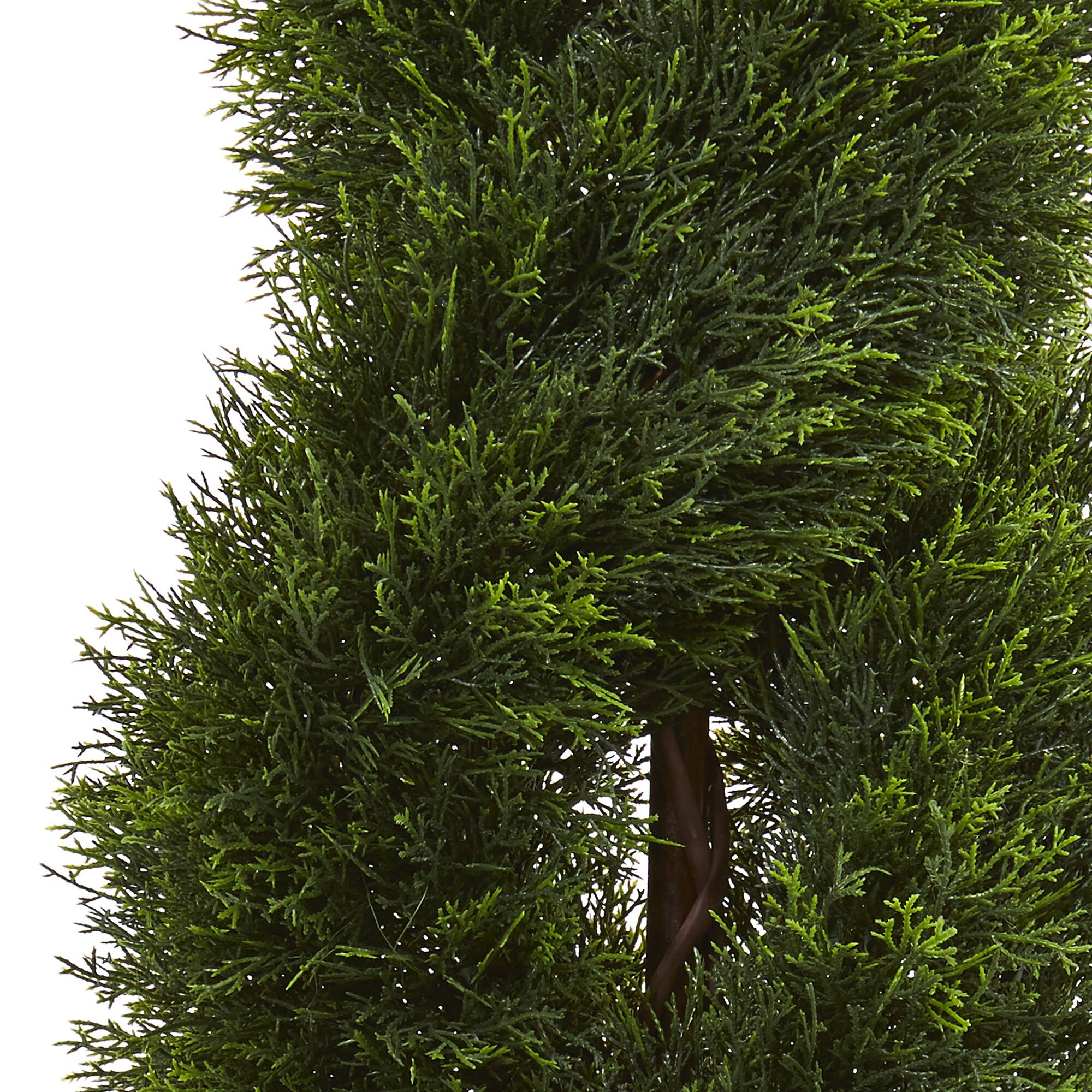 4.5ft. UV Resistant Double Pond Cypress Topiary Artificial Tree in Terracotta Planter