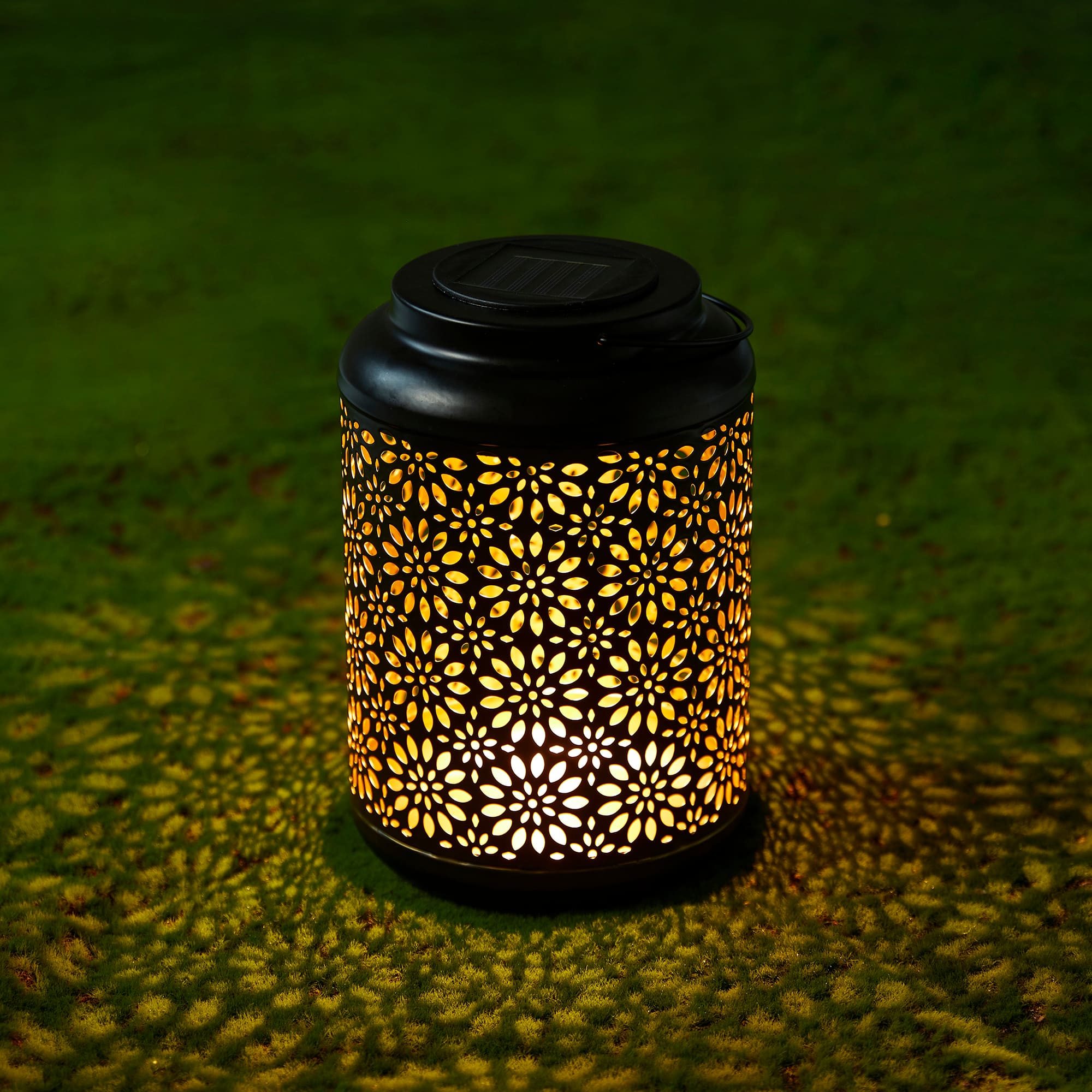 Glitzhome® 8.5" Flower Cutout Solar Powered Hanging Lantern